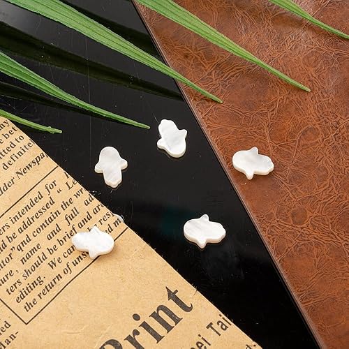 Miniatura 5 de LiQunSweet 10 cuentas de concha blanca natural de nácar Hamsa mano de Miriam para hacer joyas