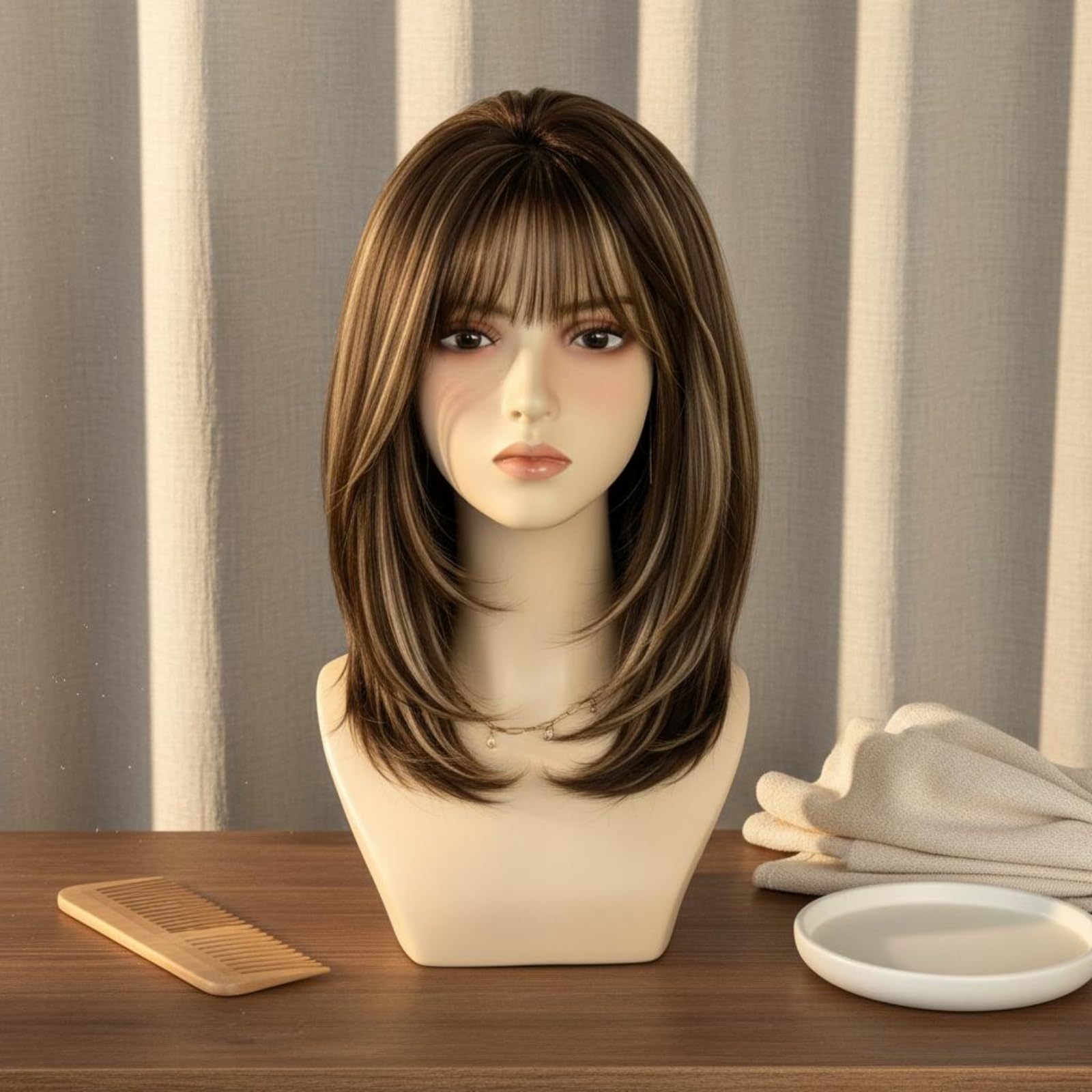 Testa Manichino Parrucca Supporto Busto Espositore Porta Parrucca Modello Spalle PVC Superficie Levigata Adatta per Saloni Negozi Casa Formazione Styling Sessioni Foto Allestimenti Vetrina