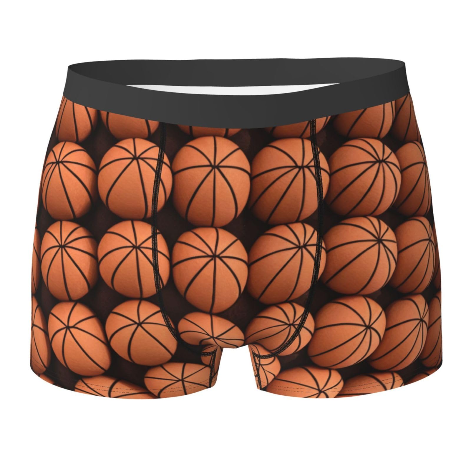 "Artypop" Men'S Boxer Briefs Low Rise Underwear Basketball Orange Print Man Shorts Breathable Microfibre Trunk Stretch Boxers Shorts