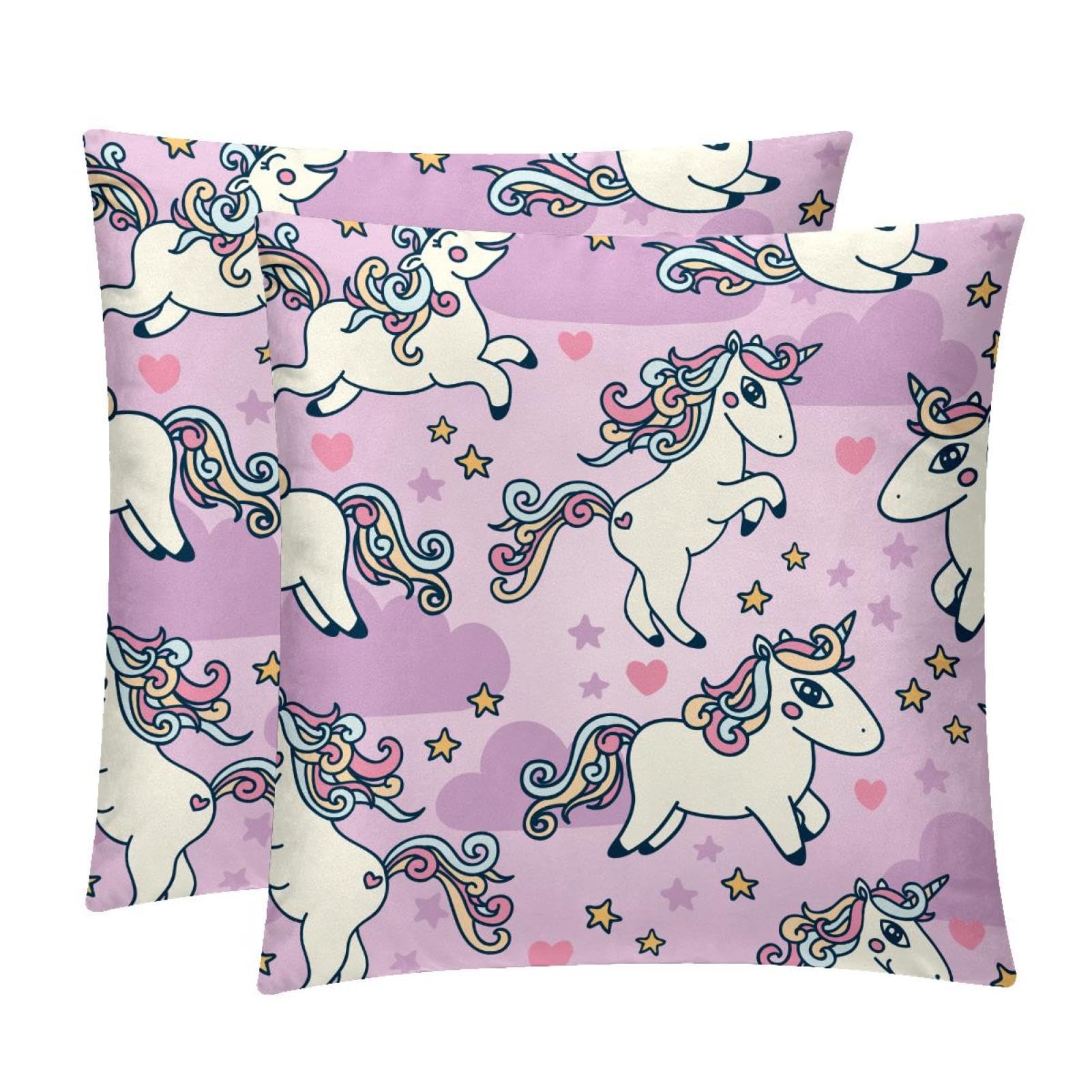 TDGKPZ White Unicorn Throw Pillow Covers 2 Pack Cushion Cases Decorative Pillow Cases Home Decor 50x50cm