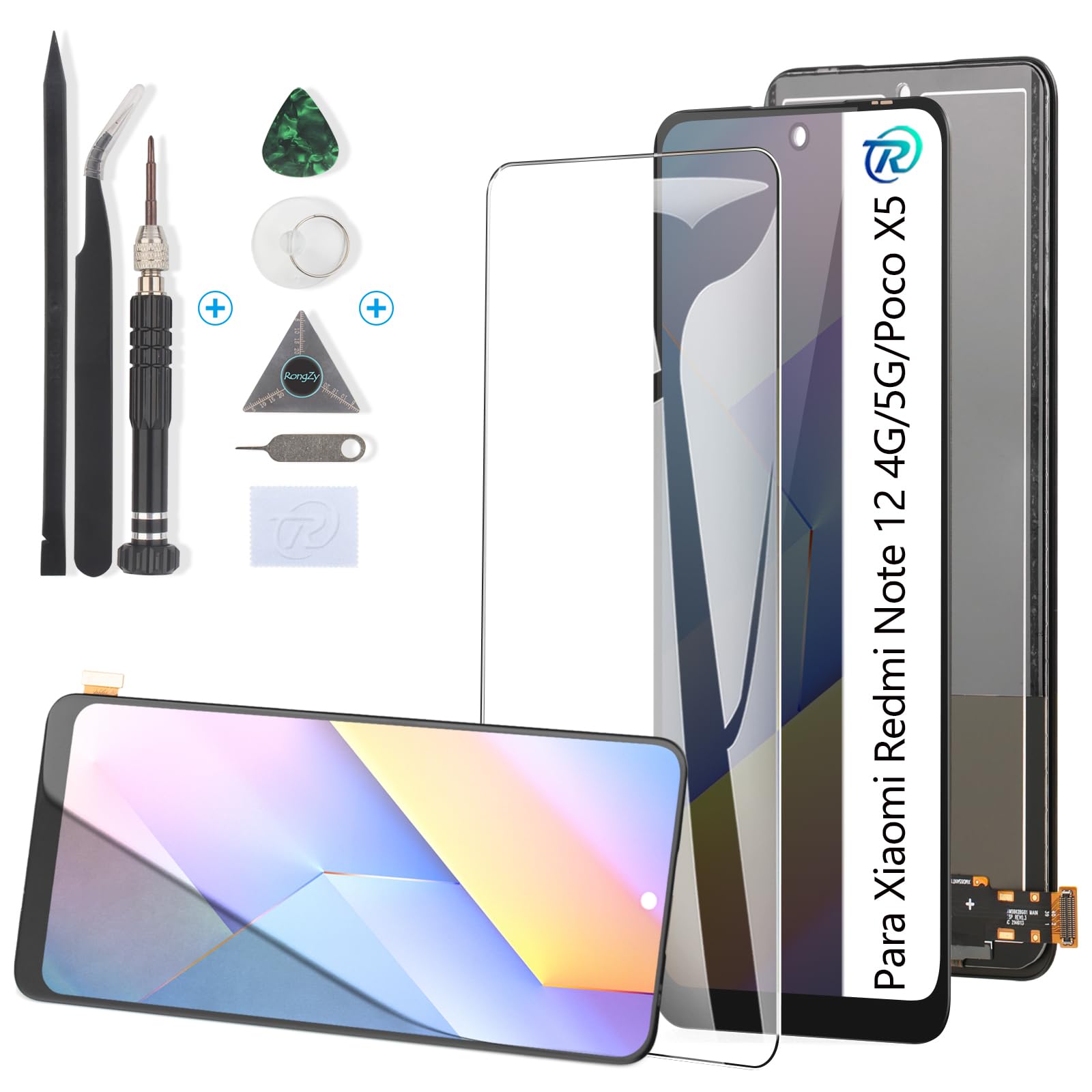 RongZy Pantalla para Xiaomi Redmi Note 12 Táctil LCD de Repuesto Ensamblaje Digitalizador Reemplazo para Xiaomi Poco X5 con Herramientas de Reparación(Negro)