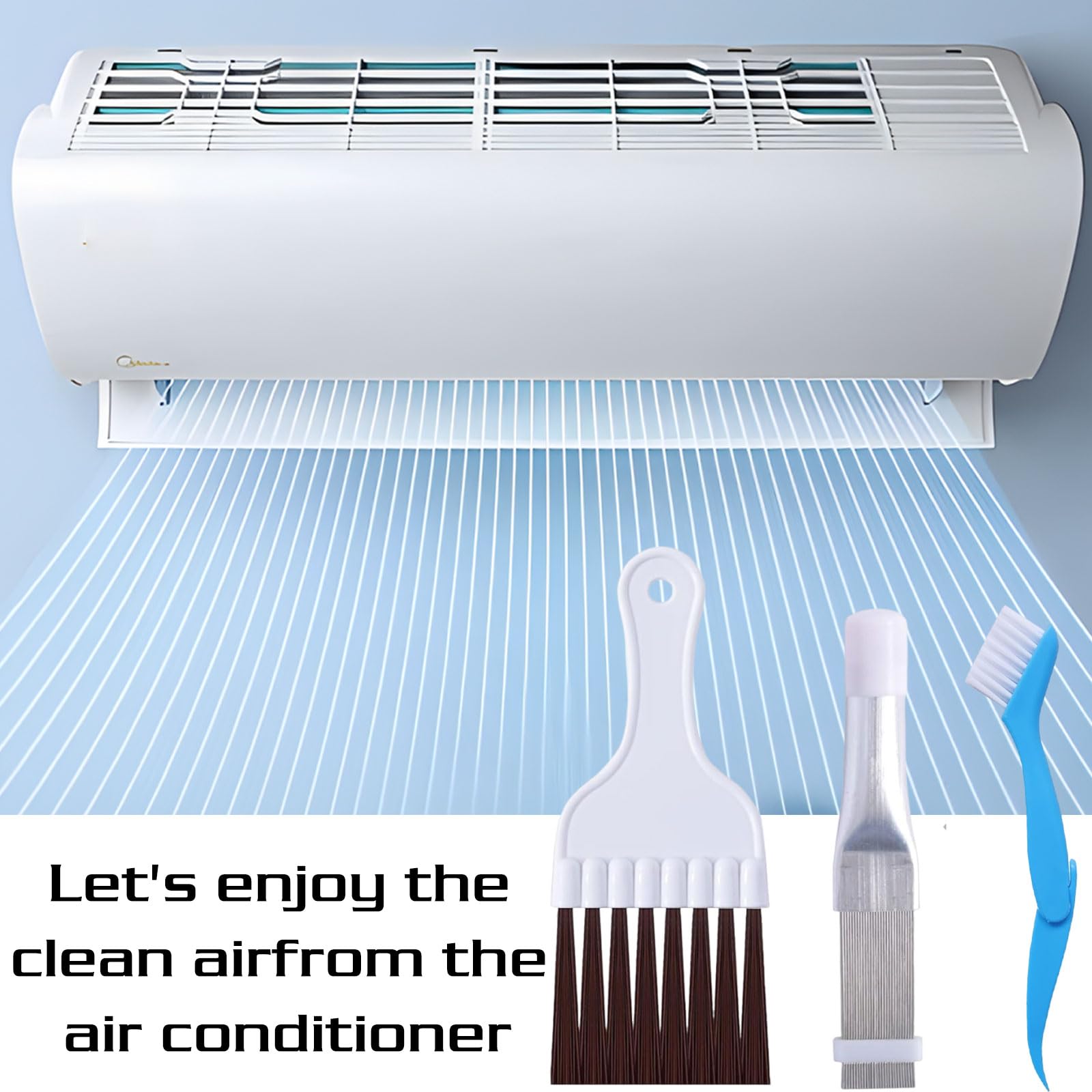 3-tlg. Klimaanlagen Reinigungsset - Kondensator Kamm & Bürsten