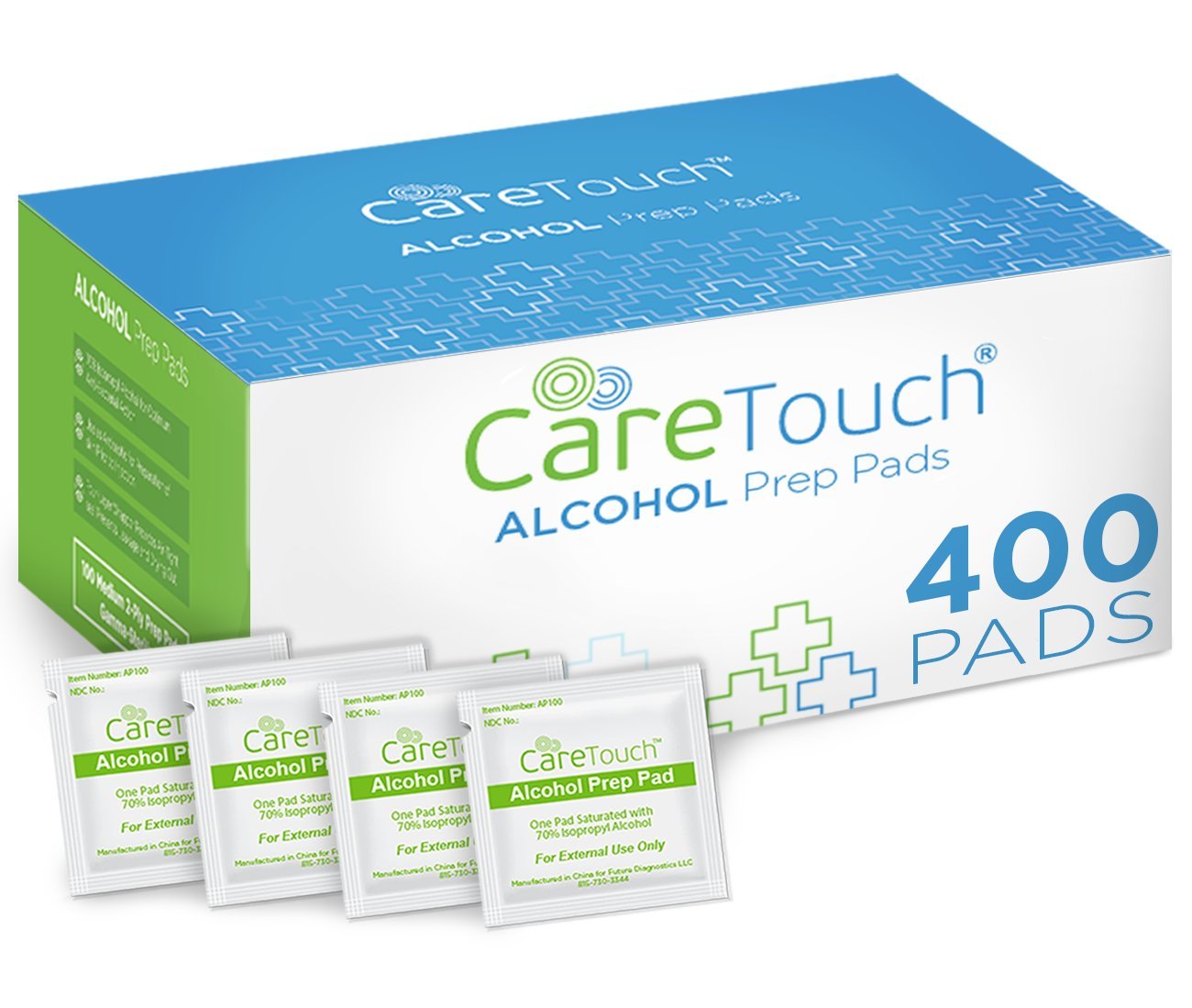 Care Touch Sterile Alcohol Prep Pads, Medium 2-Ply - 400 Alcohol Wipes (CTAP400-VC) - Alcohol Pads Individually Wrapped