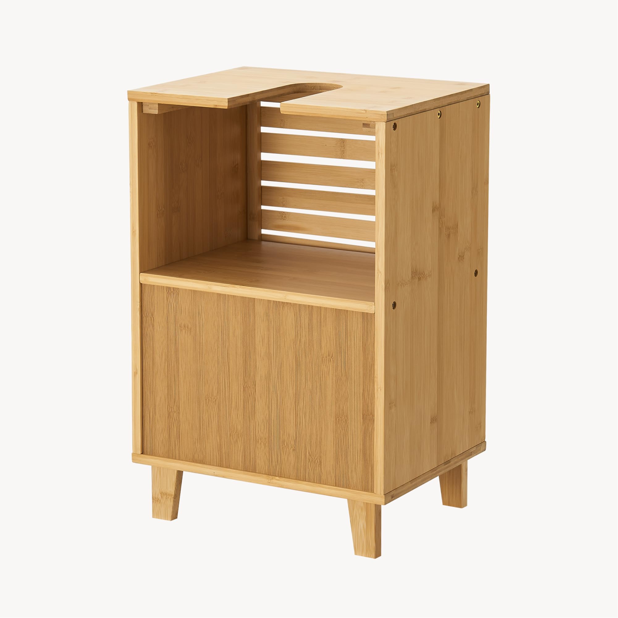 [en.casa] Waschbeckenunterschrank Iveland Badezimmerschrank mit 1 Tür 60 x 40 x 30 cm Badschrank mit 2 Fächern Waschtischunterschrank Bambus Natur
