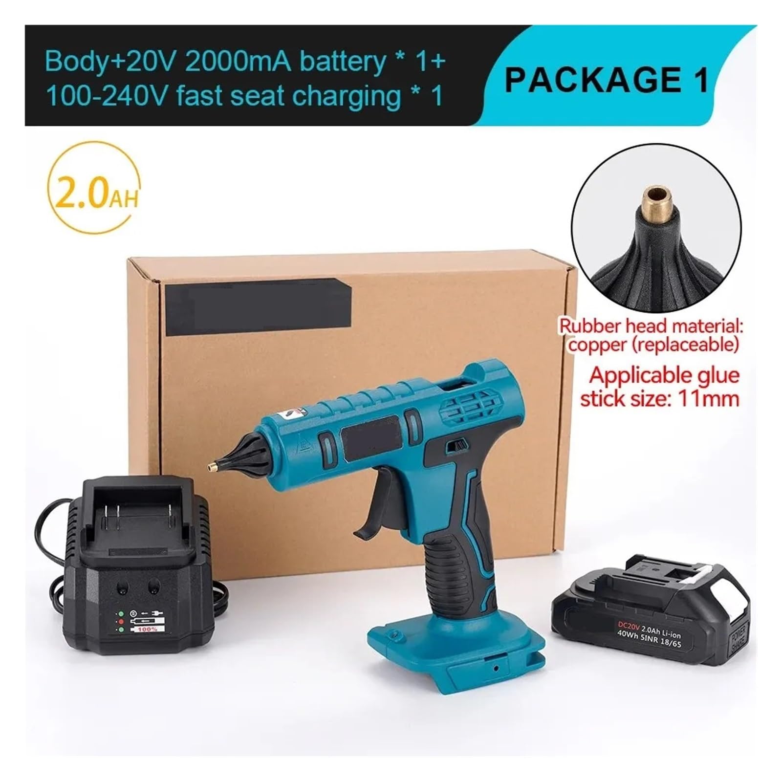 Pistola de silicona Pistola De Pegamento De Fusión En Caliente Eléctrica Inalámbrica De 600W For Batería De 18V, Barra De Pegamento De 11mm, Pistola De Aire Caliente De Soldadura Por Fusión En Calient