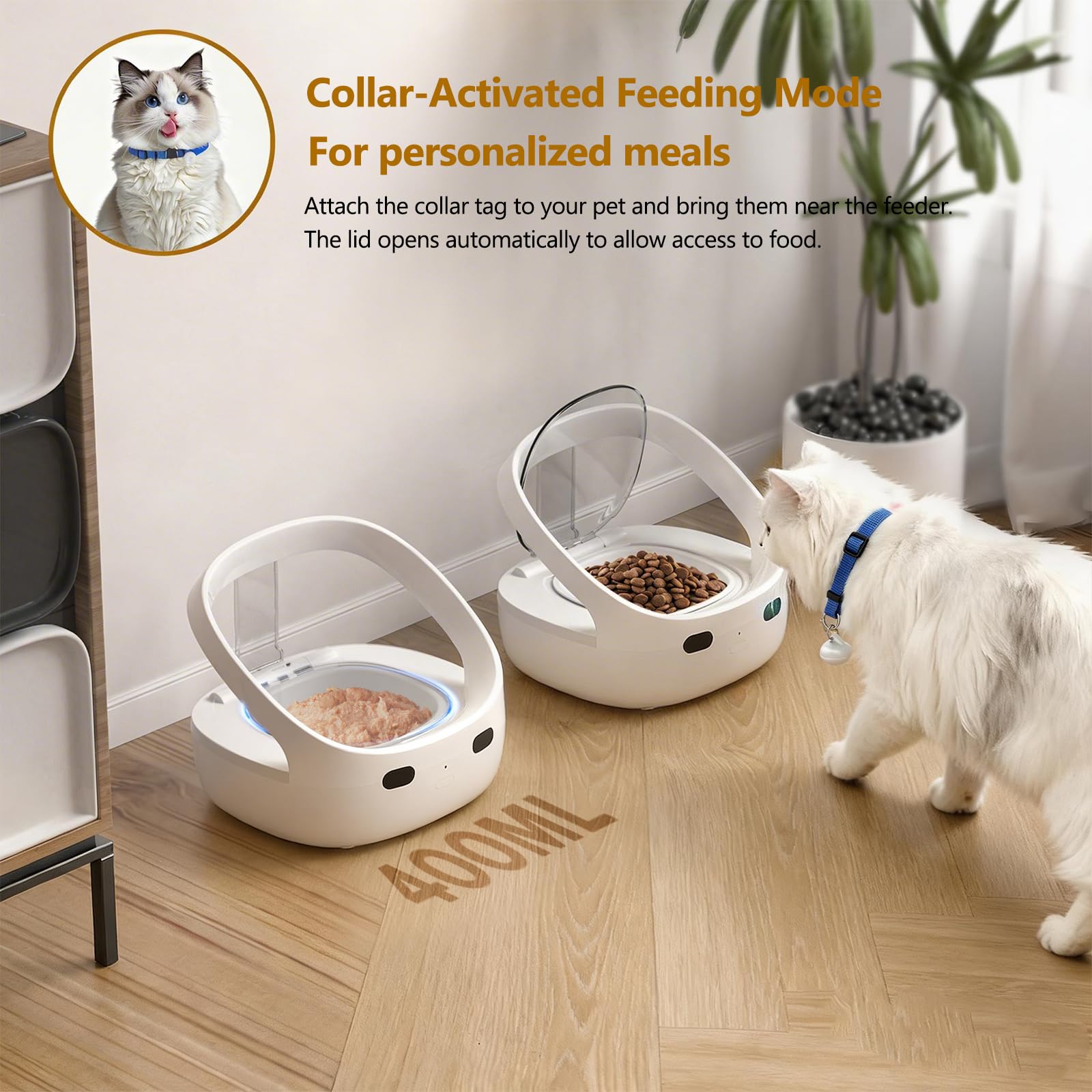 Collar-Activated Automatic Cat Feeder with Personalized Meal Access, Prevents Food Stealing, Portion Control Feeding System for Multi-Cat Homes — view 7
