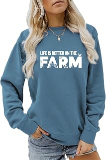 ESIKAH Life Is Better On The Farm Sweatshirt Farm Life Shirt Country Girl Tees Women Crewneck Pullover Tops Funny Farmer Gift