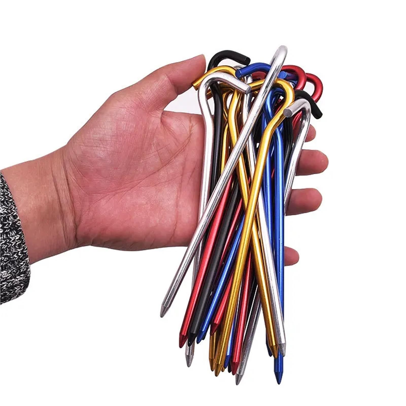 20 stücke 18 cm Aluminium Legierung Zelt Heringe Mit Haken Garten Stakes Boden Nagel for Hängematte Camping Abspann Markise Baldachin überzelt Für Verschiedene Campingumgebungen(Red)