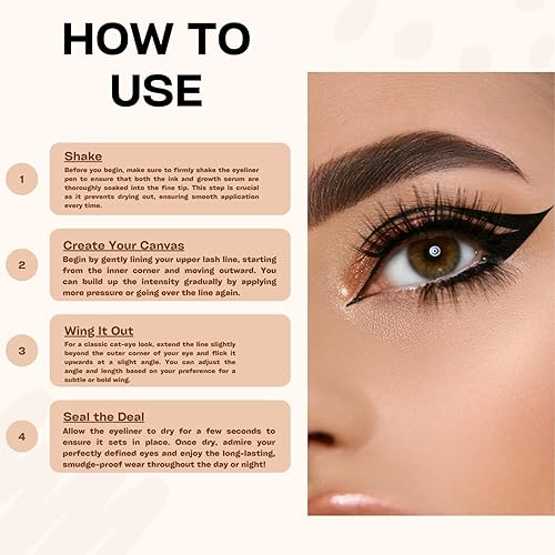 Miniatura 6 de Sepia Beauty Delineador de ojos líquido 2 en 1 con suero de crecimiento de pestañas seguro para extensiones de pestañas levantamientos de pestañas y