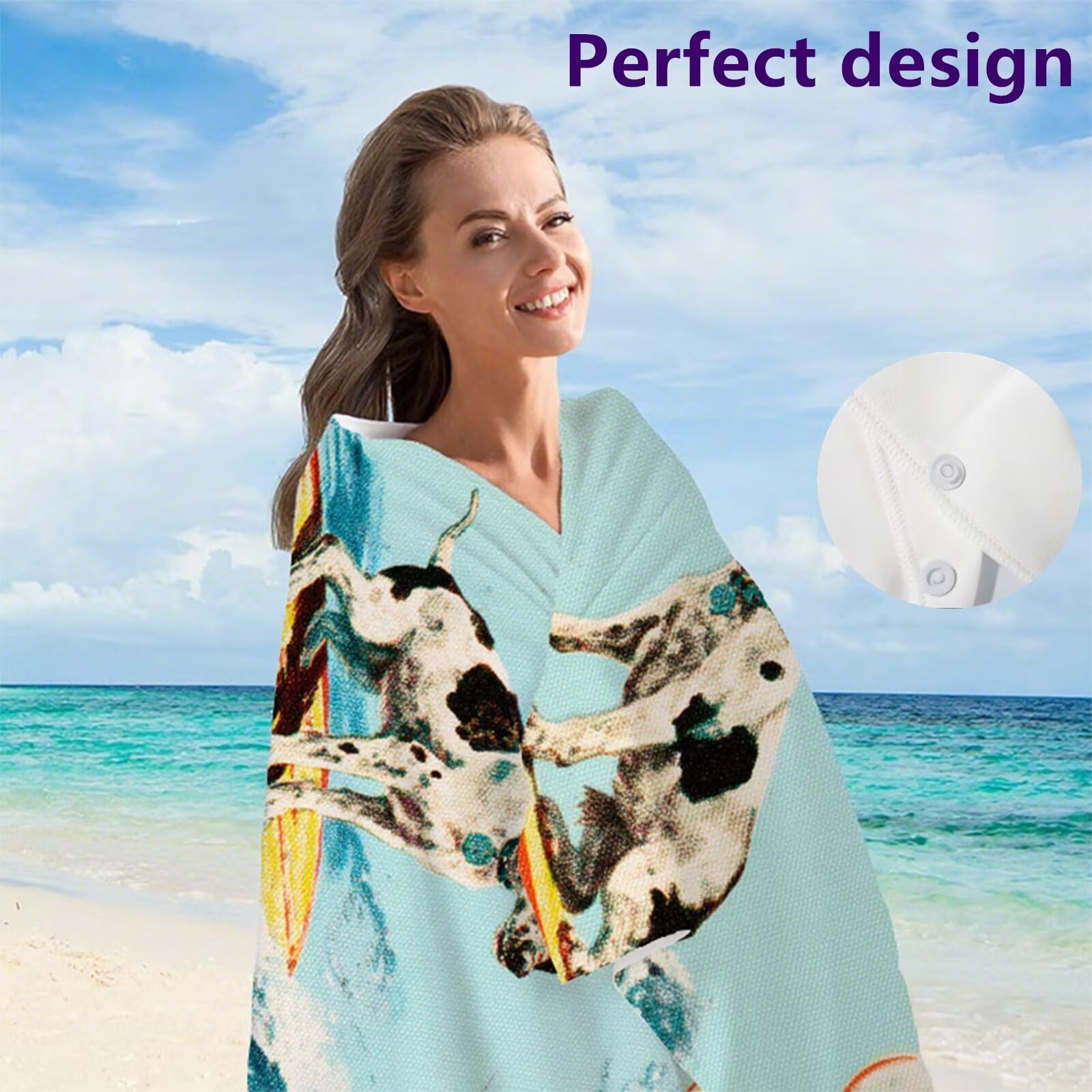 Serviette de Plage Microfibre, Chien Jaune Serviette de Bain Grande Taille 75x150 cm Léger Douces et à Séchage Rapide, Anti-Sable Drap de Plage, avec Sac pour Voyage Natation Serviettes Sport G1-740