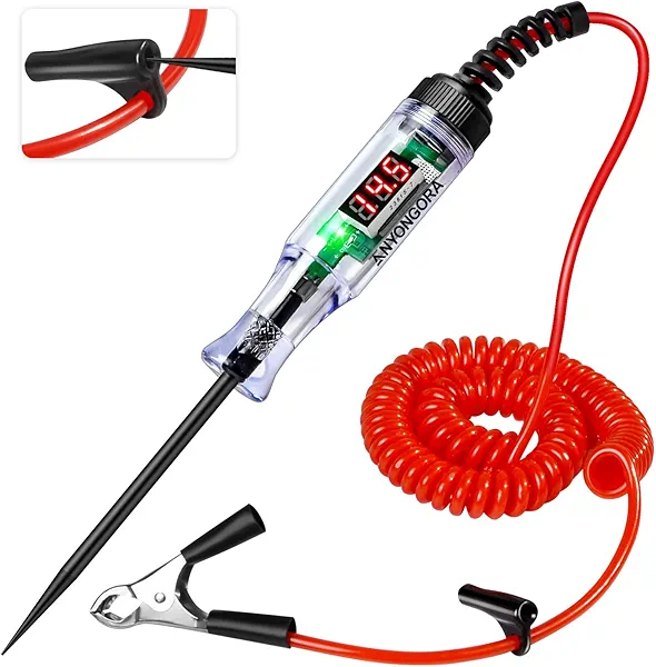 Anyongora Heavy Duty Automotive Circuit Tester Test Light, 5-90V Wide Range Digital Voltmeter, Pro LED Voltage Tester with Dual Polarity Indicator for Car, Truck, RV, Marine, Fuse Testing