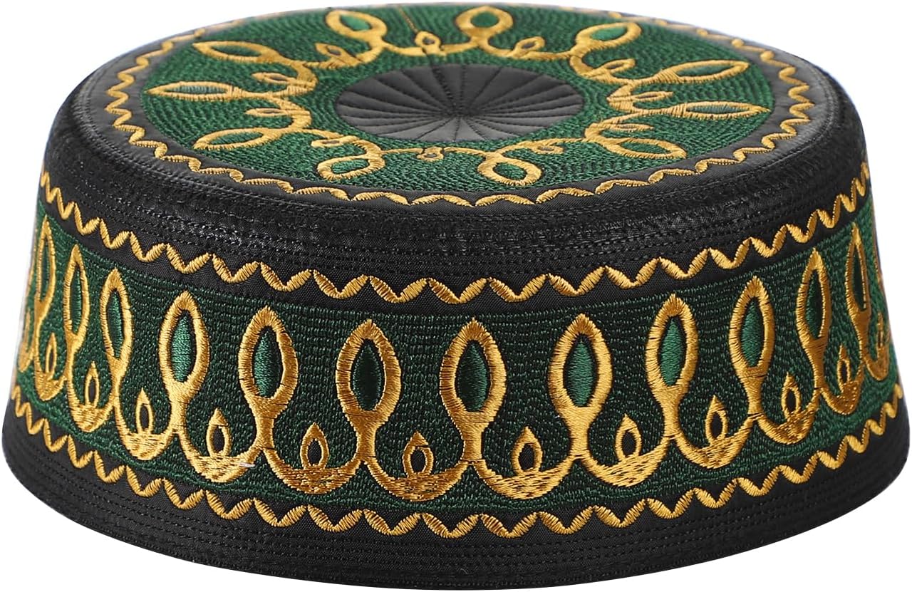 Boys Embroidered Kufi Muslim Prayer Hat Islam Skull Beanie Arabic Prayer Headwear Kofia Topi Taqiyah Hat