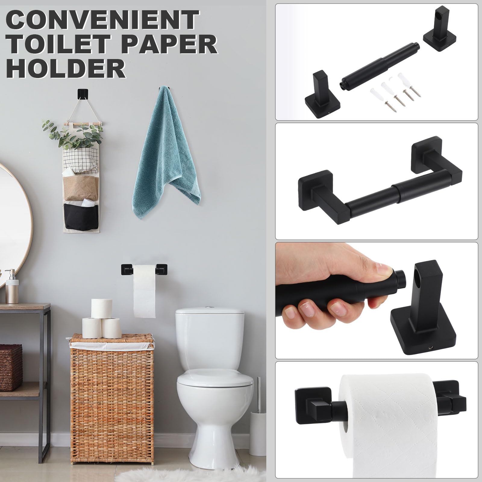 Set Accessori Bagno Gisafai 20 Pezzi Acciaio Inox Spazzolato - Porta Asciugamani 60cm, Porta Carta, Ganci, Anelli
