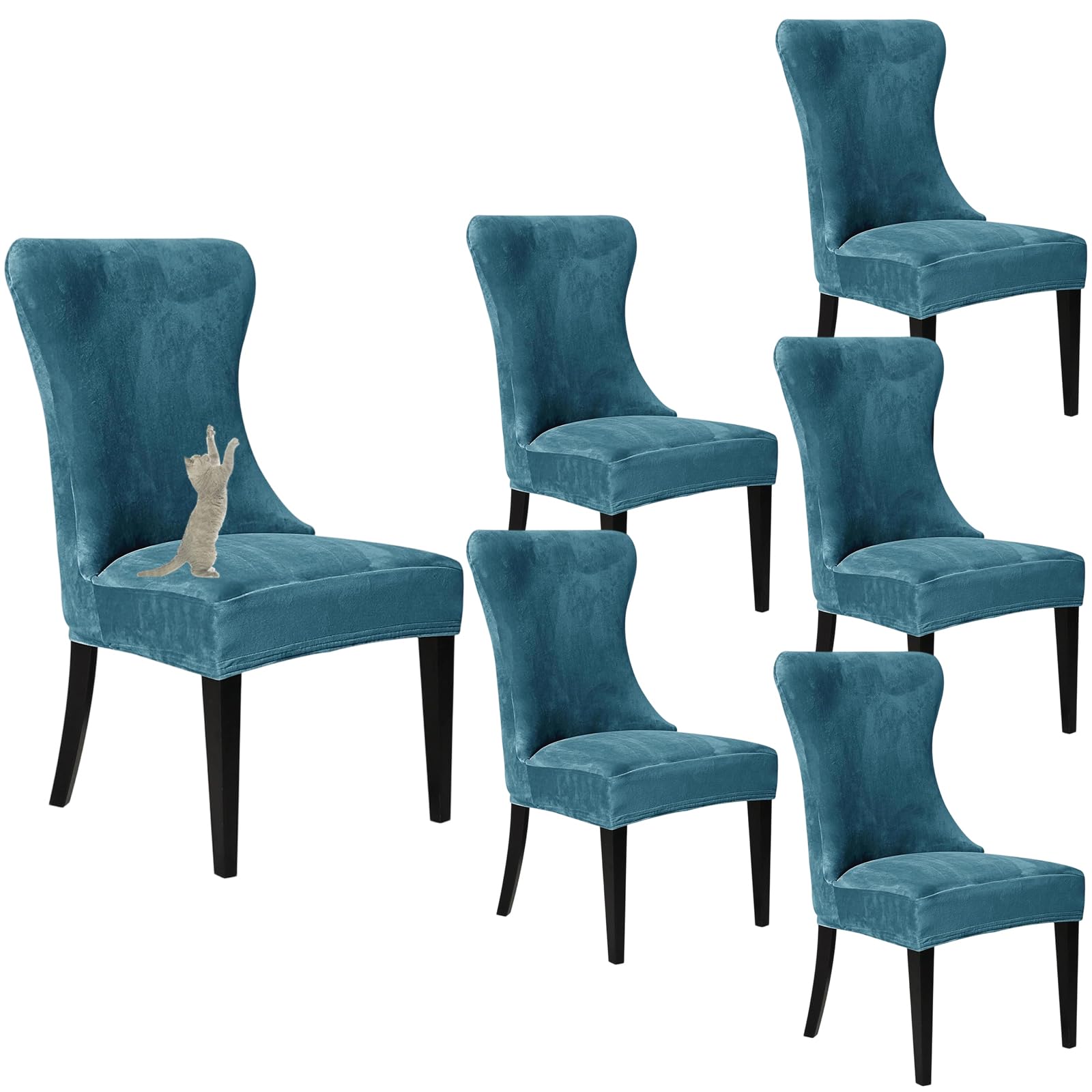 Housses de chaise en velours bleu pour sublimer vos repas de fête en famille