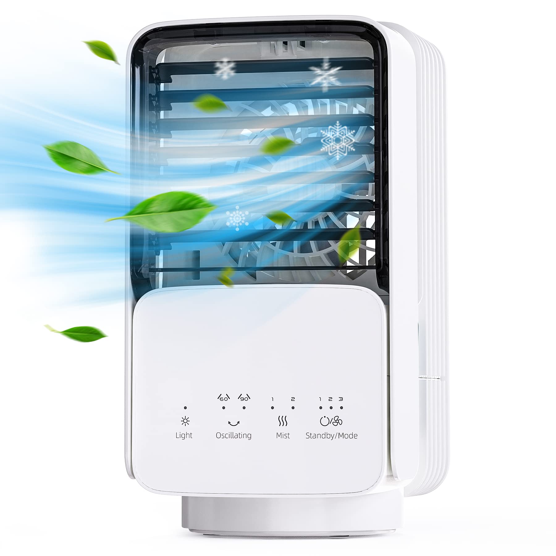 Portable air cooler, Personal Evaporative Air Cooler, USB Mini Portable Air Conditioner with 3 Speeds, 700ML Water Tank, 1...