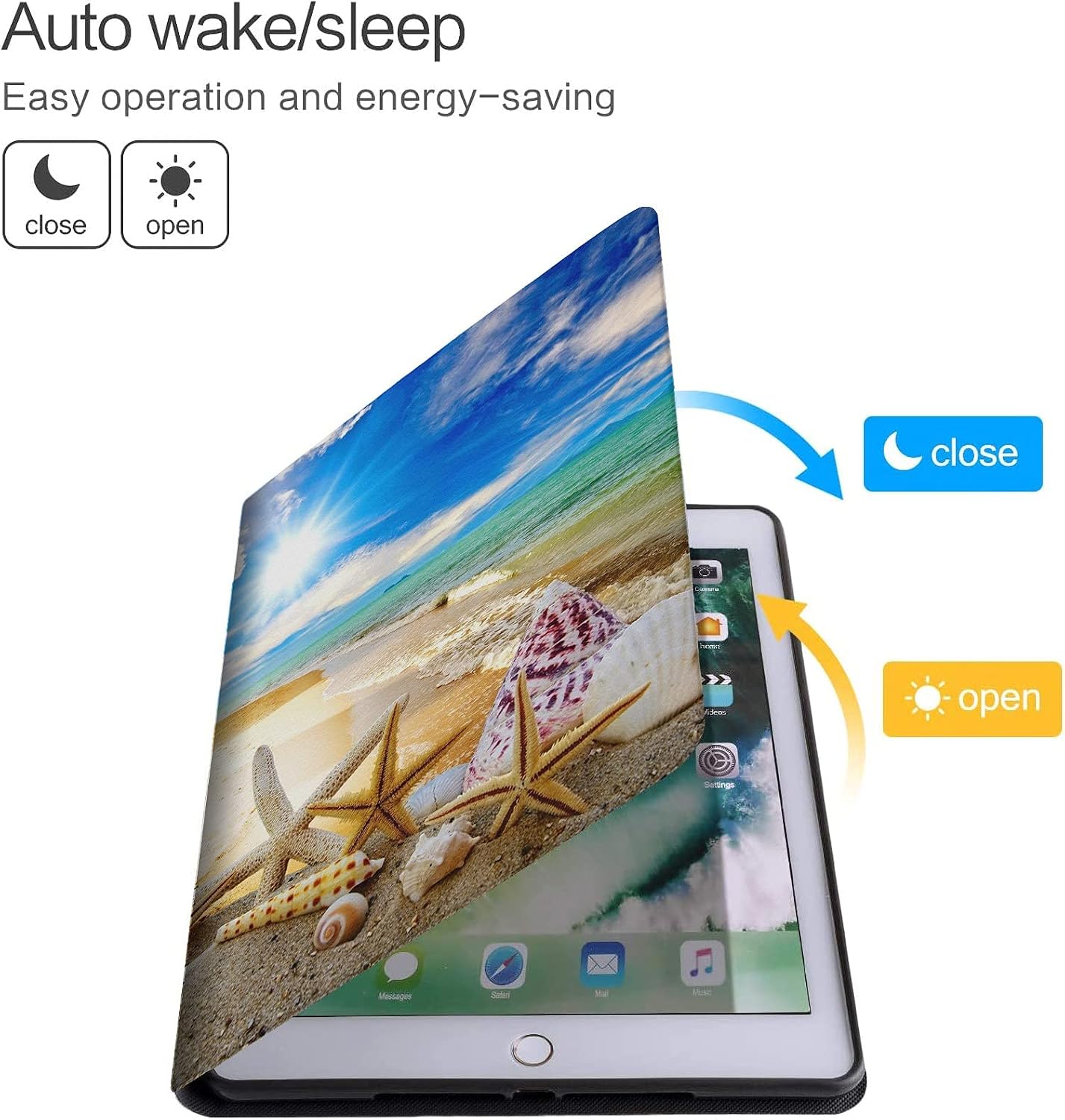 for Galaxy Tab A 10.1 Case 2019, PU Leather Stand Shell Foldable Tablet Case with Multi-Viewing Angles Cover for Samsung Galaxy Tab A 10.1 Tablet [SM-T510/T515/T517] (Sunshine Beach)