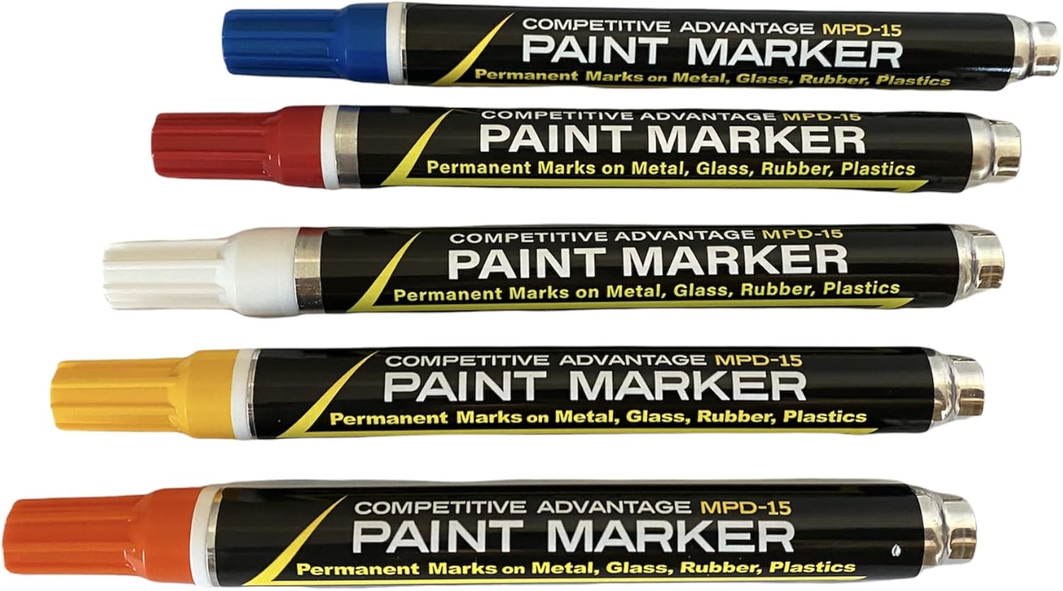 Enamel Paint Markers - MPD-15 MEDIUM - Multi-Packs - Permanent, Waterproof, Quick-drying (Patriot Tones | Red, White, Blue, Orange, Yellow)