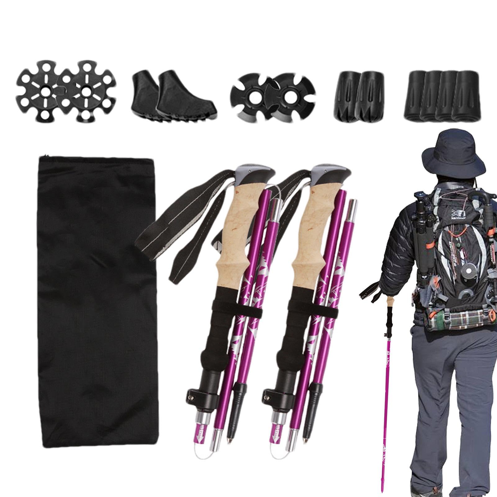Bâtons de randonnée télescopiques pour les voyages, bâtons de randonnée | télescopiques – Poids léger réglable absorbant les chocs pour la randonnée et le trekking | Bâtons de randonnée et de trekkin