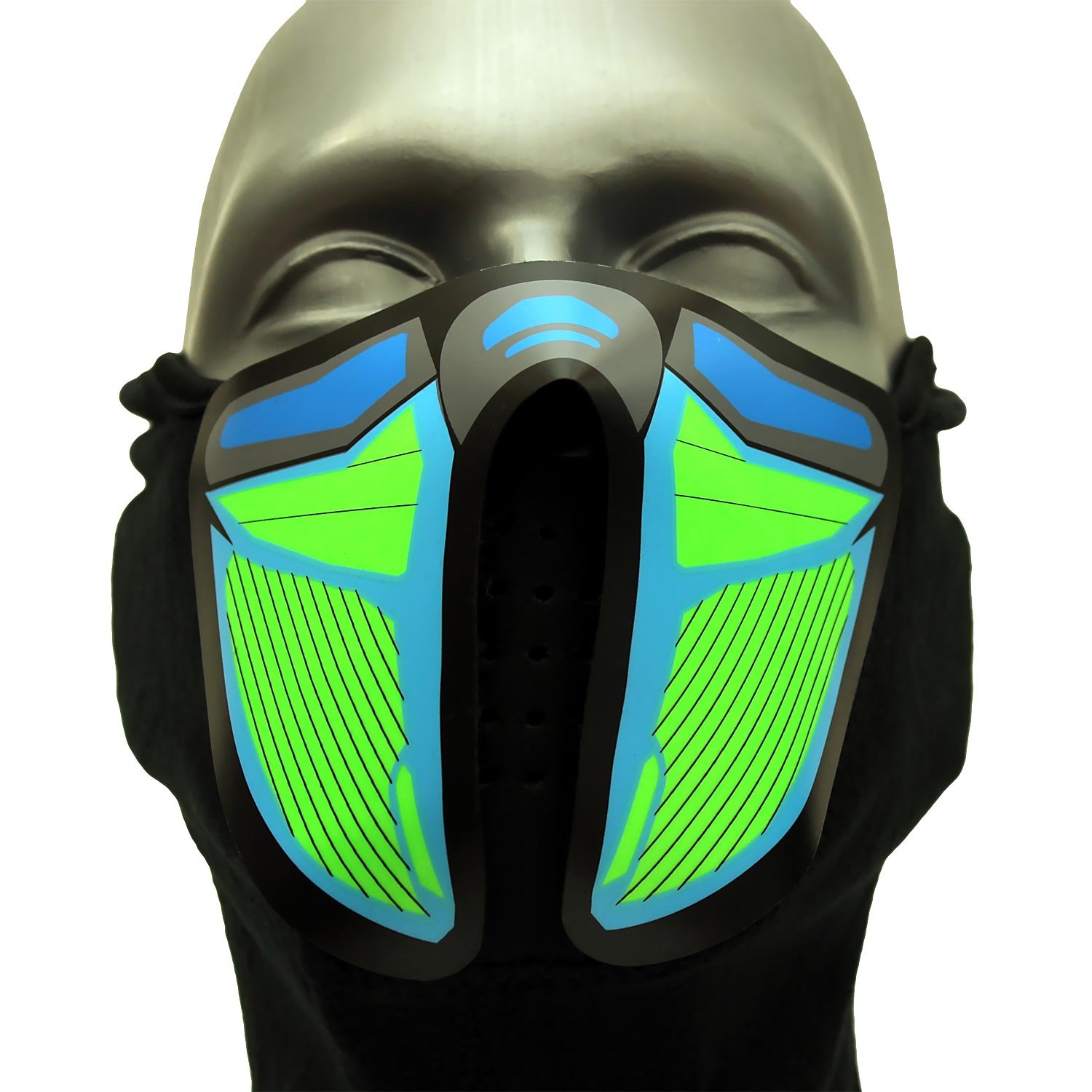 Ucult LED Halloween Maske Grün – Mit Leuchteffekt, 4 Modi (Dauerlicht, Blinken), Gummiband, Für Kostüme & Partys