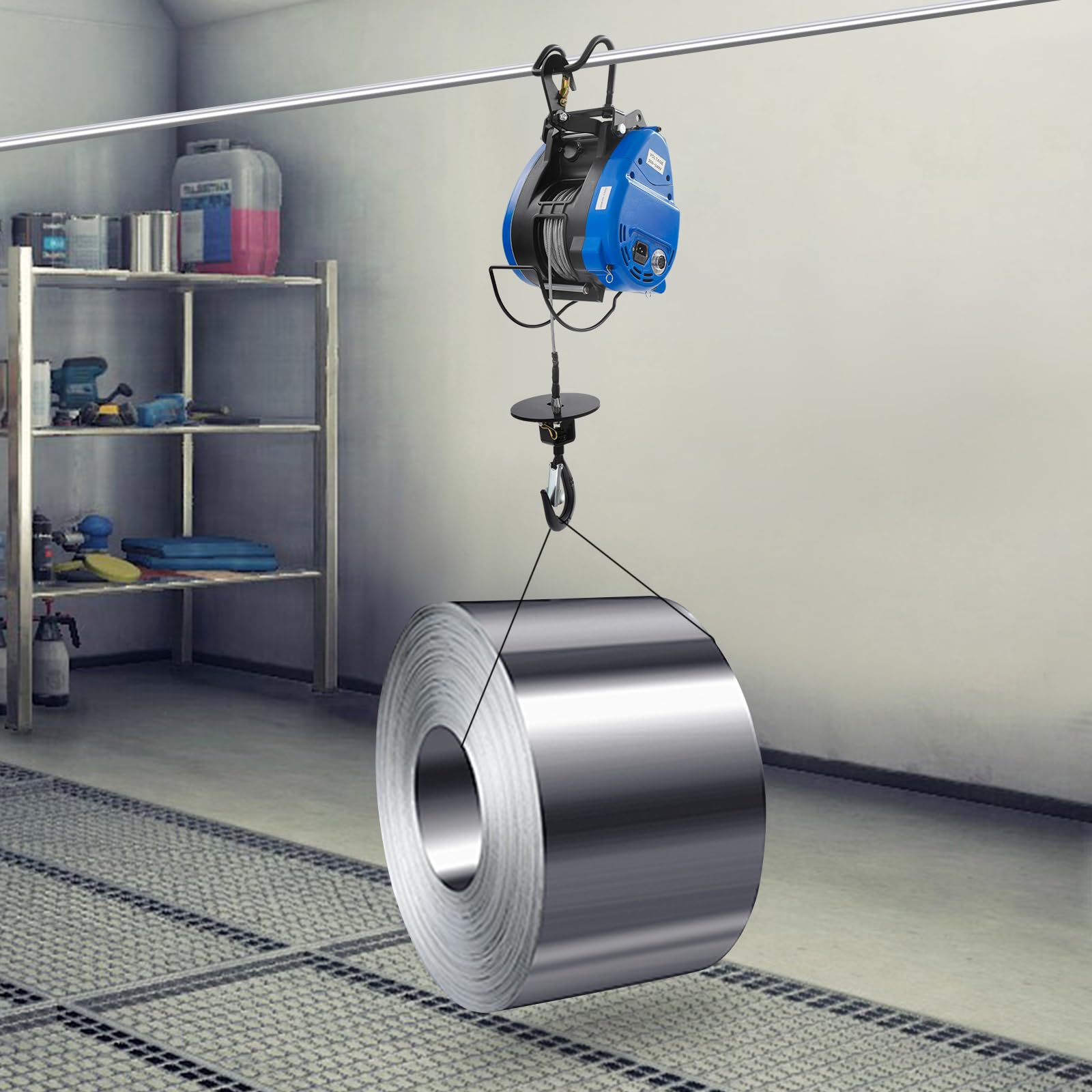 Paranco elettrico da 250 kg, 1500 W, gru – verricello elettrico con telecomando senza fili, lunghezza 30 m, per garage, officina, costruzione – 551 lbs forza di sollevamento, verricello elettrico