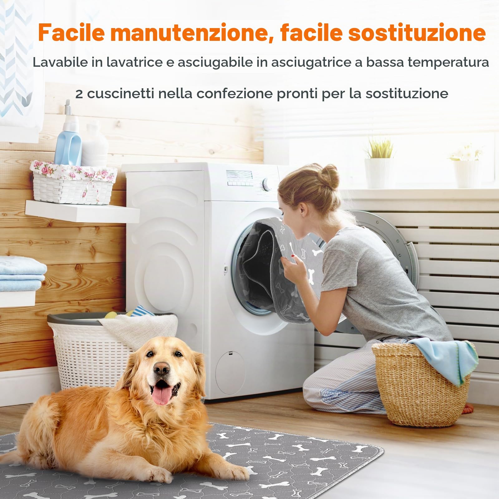 Baodan Traverse Cani, 2pc Traversine Lavabili per Cani 122x152cm Assorbenti | Antiperdita, resistente, per cani, tappetino per la pulizia del cane con fondo antiscivolo, apprendimento della pulizia