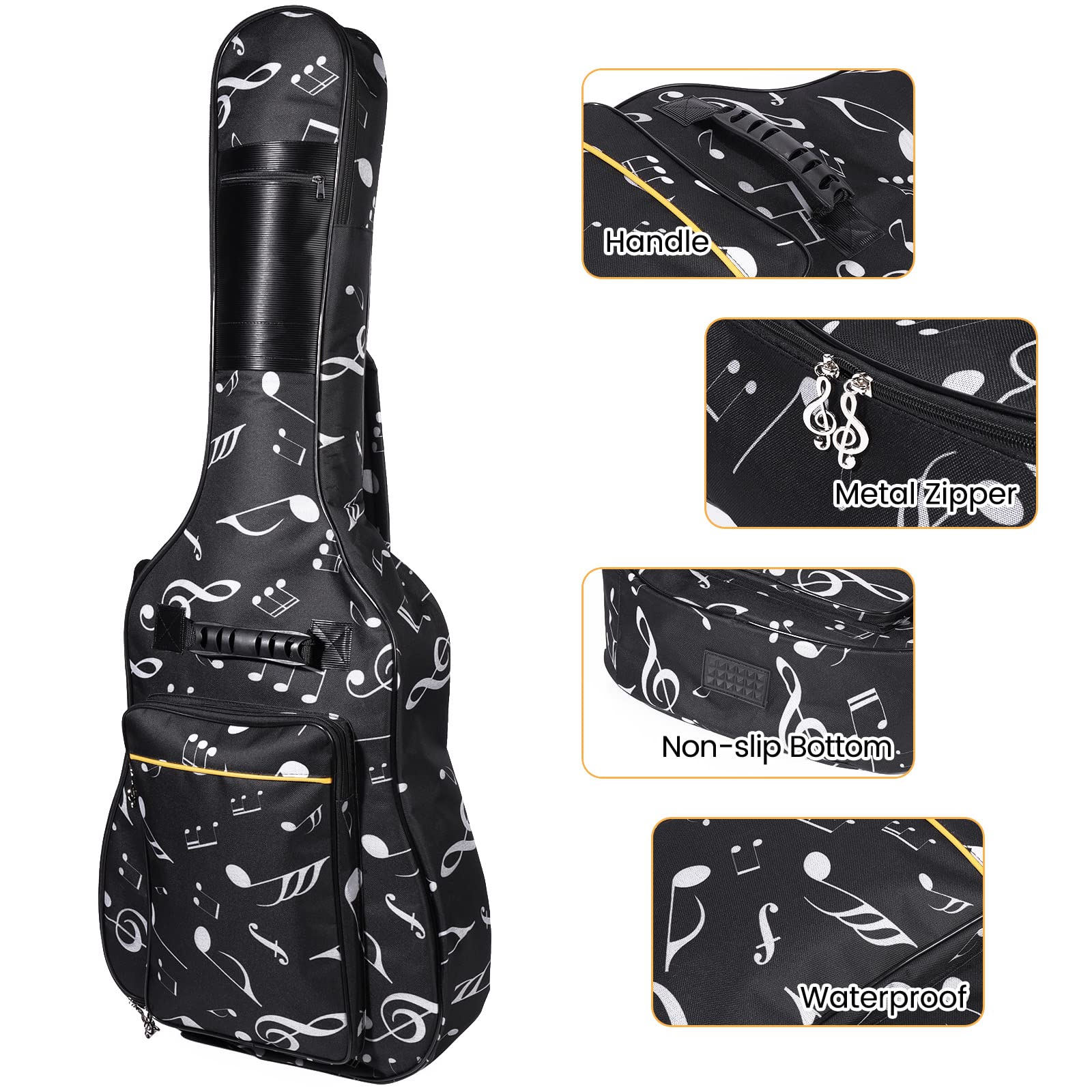 ele ELEOPTION Resistente al Agua Oxford Bolsa de Guitarra 39/40/41 Inch Caso Musical Patrón Nylon Gig Bag para Guitarra Eléctrica Bolsa de Transporte Acolchada para Guitarra acústica y clásica