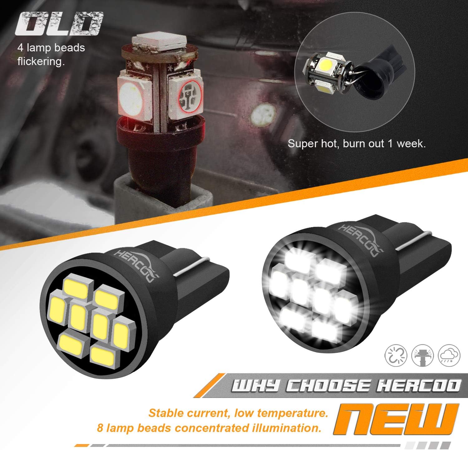 HERCOO LED License Plate Light Lamp Lens White Bulbs Chrome Truck Rear Housing Compatible with 1992 1993 1994 Blazer 1988 to 1999 C1500 K1500 Suburban Tahoe GMC Sonoma Yukon, Pack of 2