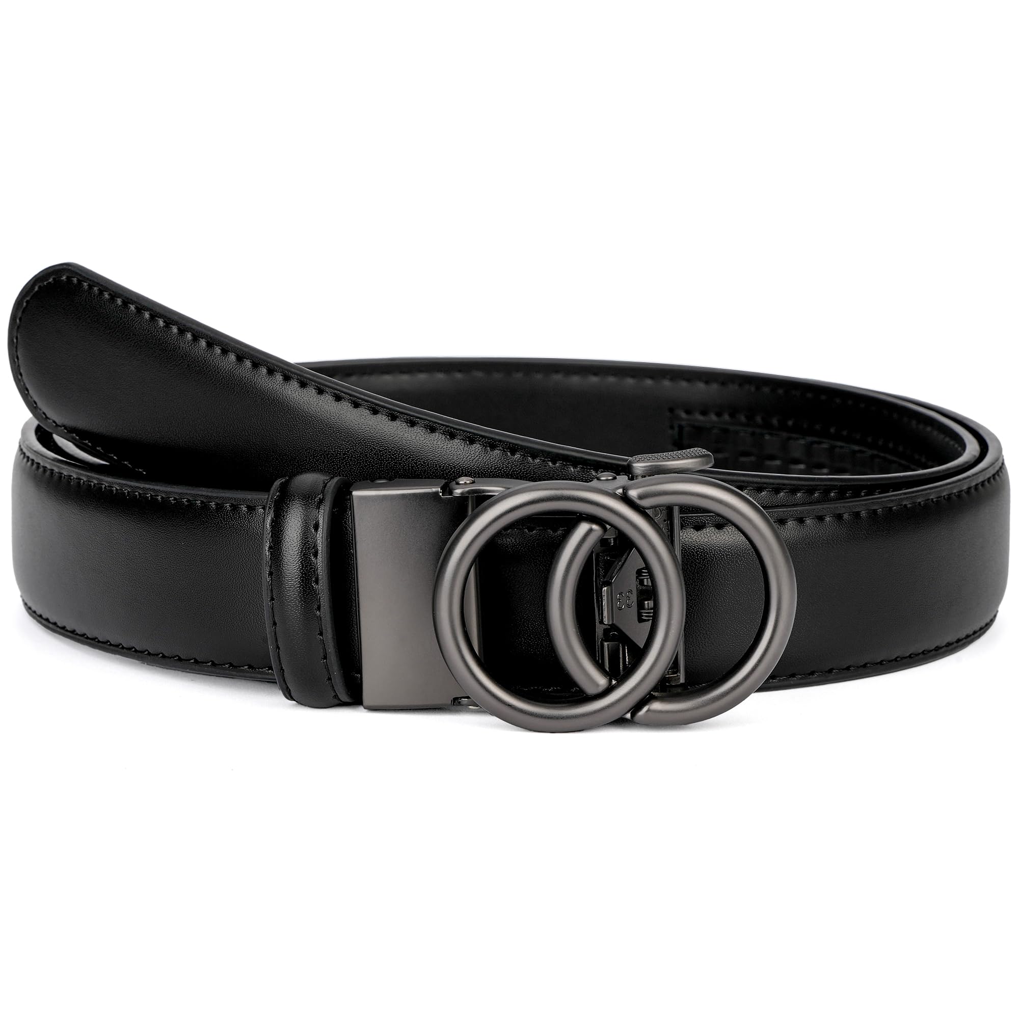 MILORDE Women's Ratchet Leather Belt, W114, 32" to 38" Waist Adjustable