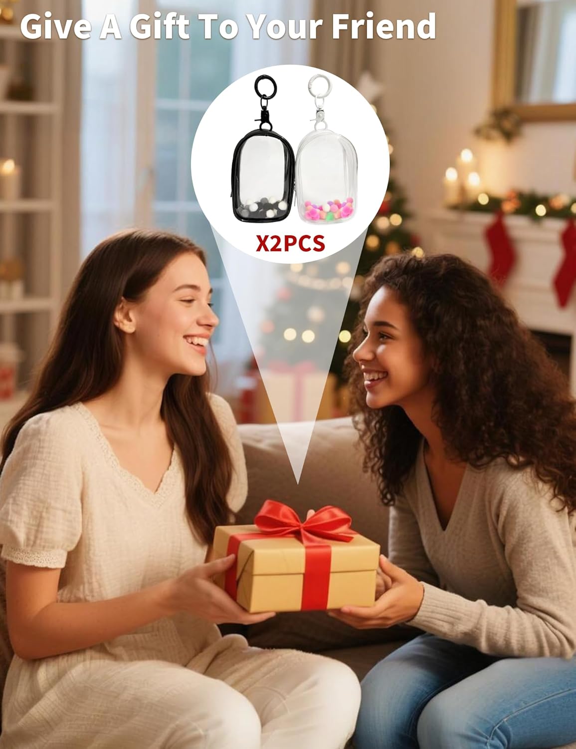 2PCS Clear Doll Display Bag, Portable Figure Display Bag with Keychain for Sonny Baby,Blind Box Display Case, Pouch Keychain Charms for Collectibles,3.94 * 2.36IN(Black*2