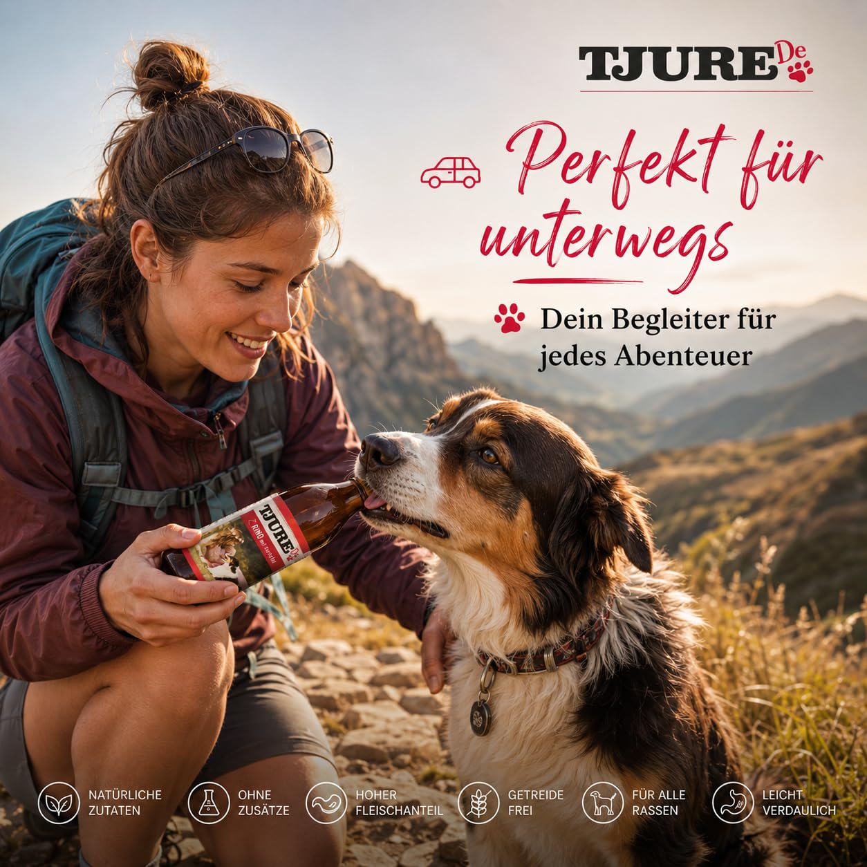 TJURE Hunde Smoothie All in One Paket | Huhn | Rind | Lamm | Moro | Geflügel | Pferd | 6 x 320ml | Als Topping & Snack für Hunde | Zutaten in Lebensmittelqualität | Getreidefrei | Made in Germany