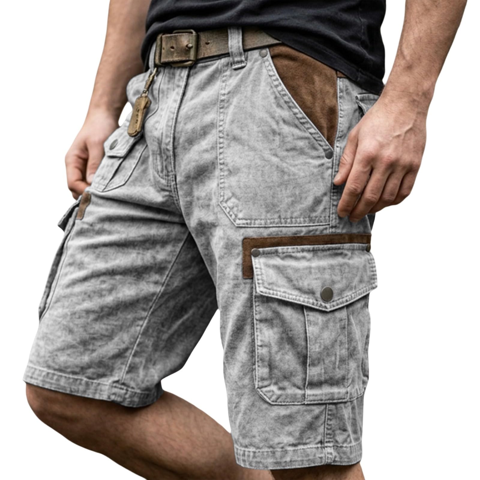 Cargo Shorts Herren Mit Vielen Taschen, Wandershorts Atmungsaktive, Chino