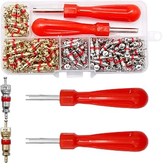 Vkinman 242pcs R134A AC Valve Core Kit with Removal Tools - Copper Seals, Zero Leakage for Car A/C Repair