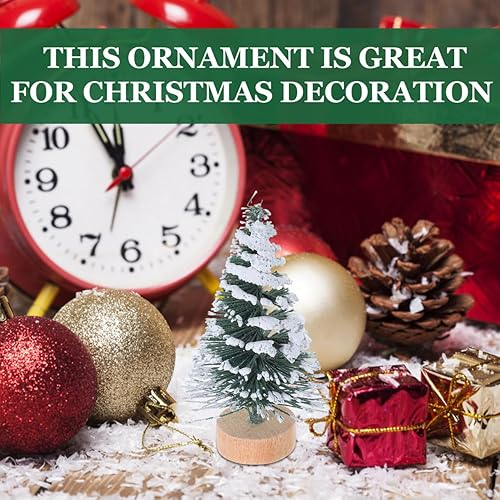 Miniatura 5 de 10 piezas de mini árbol de Navidad en miniatura con base de madera, botella de cepillo, árboles de Navidad artificiales, árboles pequeños para