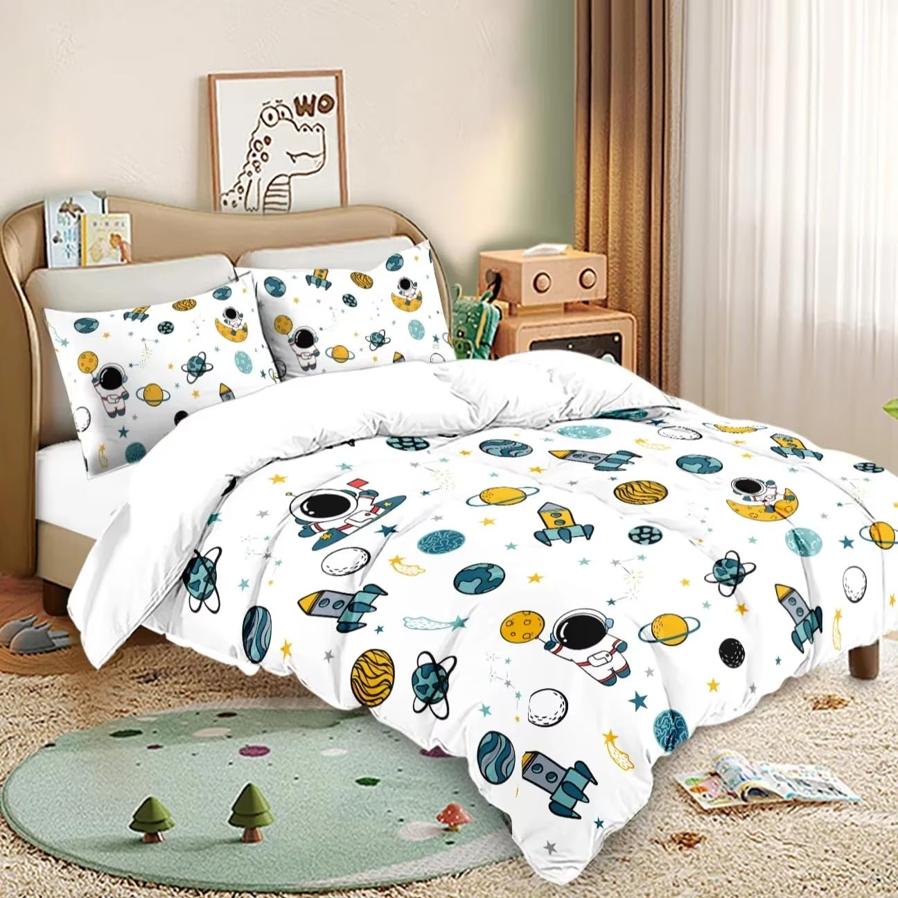 Housse de couette 200x200 astronaute zippée pour éviter la couette qui glisse la nuit