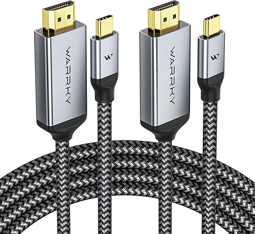 Miniatura 25 de Cable USB C a HDMI 4K, WARRKY [trenzado, de alta velocidad] Thunderbolt 3 a HDMI adaptador compatible para iPad nuevo, MacBook Pro/Air, iMac, Galaxy