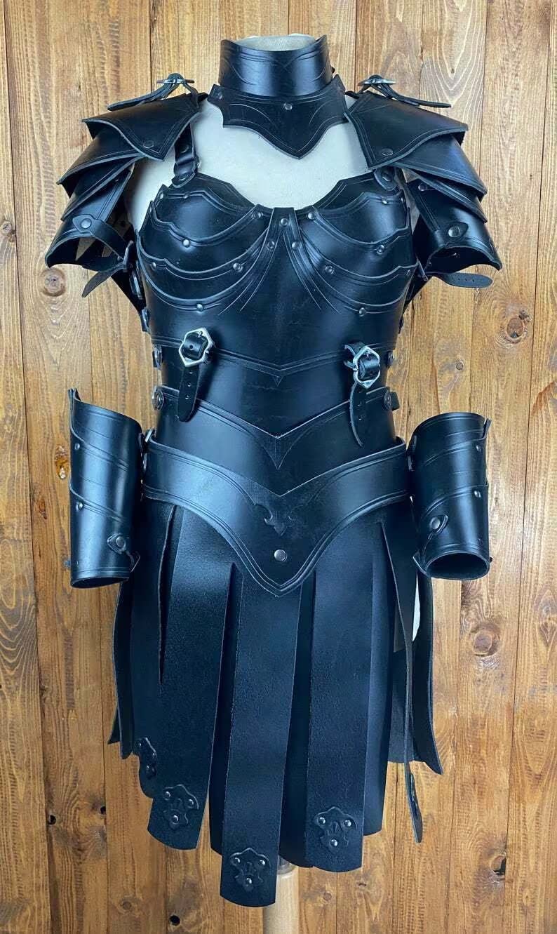 Leather Female Armor Set Perfect for Role Play Cosplay & Theatrical Use Halloween Adult Fancy Dress Party Outfit for Women