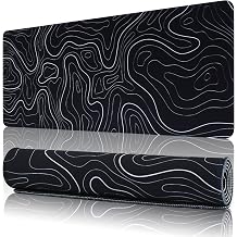 Large Gaming Mouse Pad Mat 11.8x31.5 Inches with Stitched Edge Non-Slip Rubber Base Washable Resilient for Office Computers Laptop Desk Table Mouse Pads Mats Accessory Black, X-Large