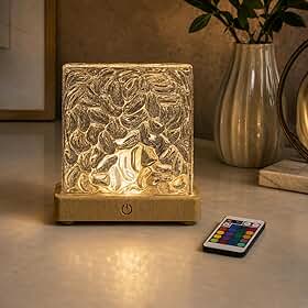 Cubo Luminária LED RGB com Controle Remoto, 16 Cores, Efeito Projetor de Luz Ambiente, Abajur Decorativo em Acrílico para Quarto, Sala e Mesa de Cabeceira, Sensor Touch