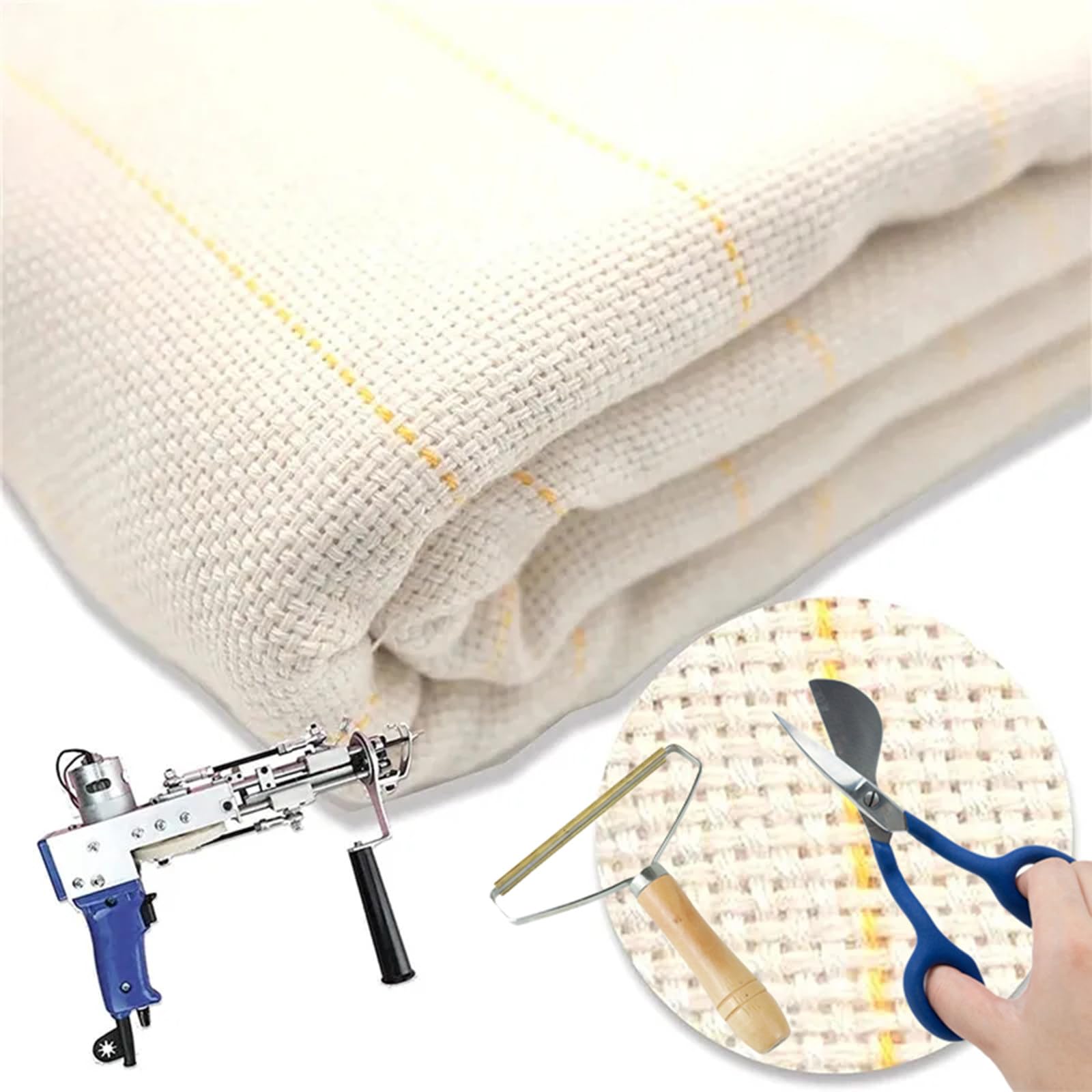 Tissu Primaire Pour Touffetage 2,1m - Support Blanc En Polyester Et Coton