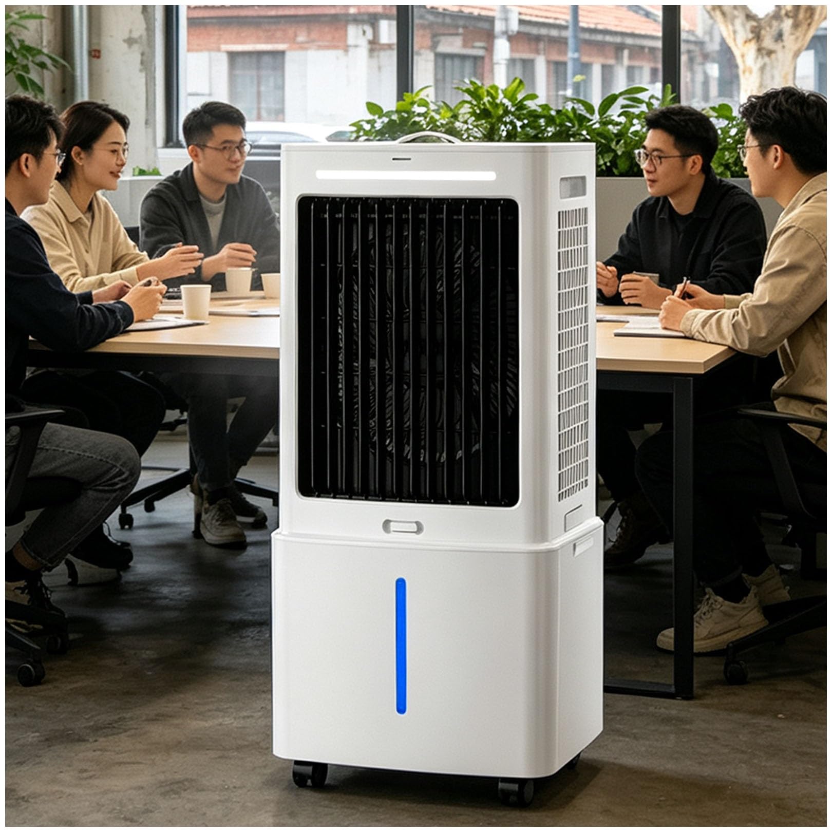 Evaporative Air Cooler for Room, 25L Swamp Cooler, 1177 CFM, 3-Speed Fan, 120° Oscillation, 360° Casters, Windowless for Office Bedroom