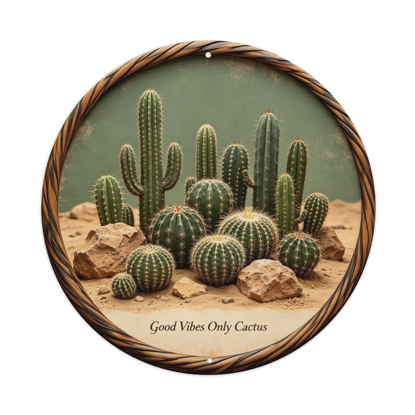 Good Vibes Only Cactus Metal Tin Sign Plaque