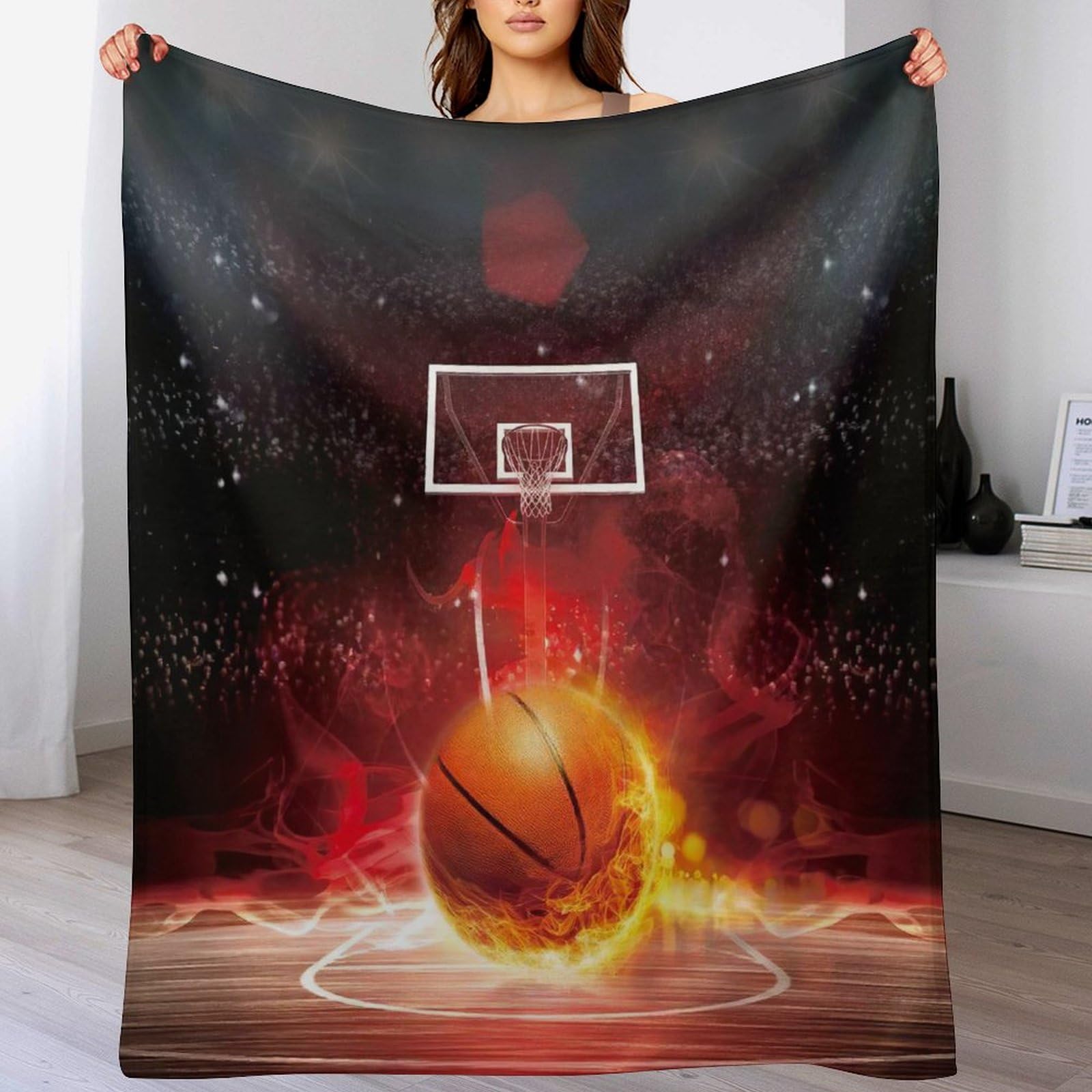 Couverture basket-ball enfant plaid flannel doux lit canapé 130x150