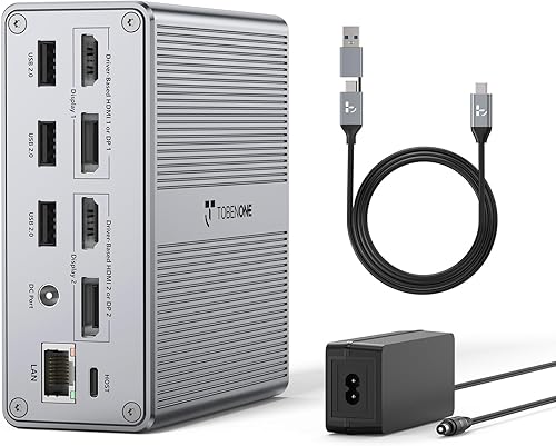 Estación de acoplamiento DisplayLink con monitor dual 4K @60HZ para MacBook, Windows, Tobenone Universal Mac Mini M4 Dock con 2 HDMI y 2 DP, entrega