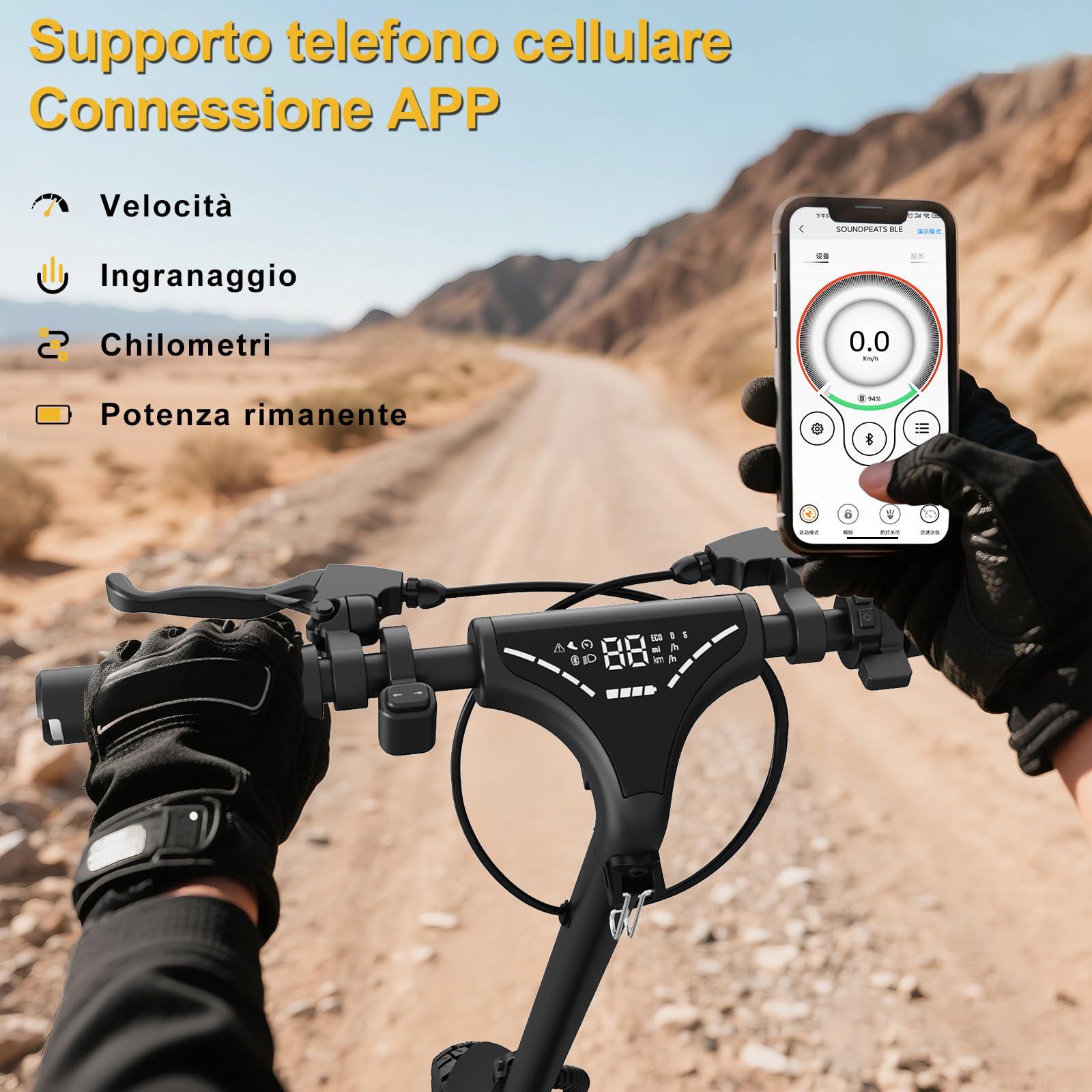 Monopattino Elettrico Adulto 10" Off-Road Autonomia 55-90KM APP Frecce | Motore 500W, batteria 13AH/18.2AH, carico 150 kg, doppio ammortizzatore, freni a disco anteriori posteriori, pneumatici 10"