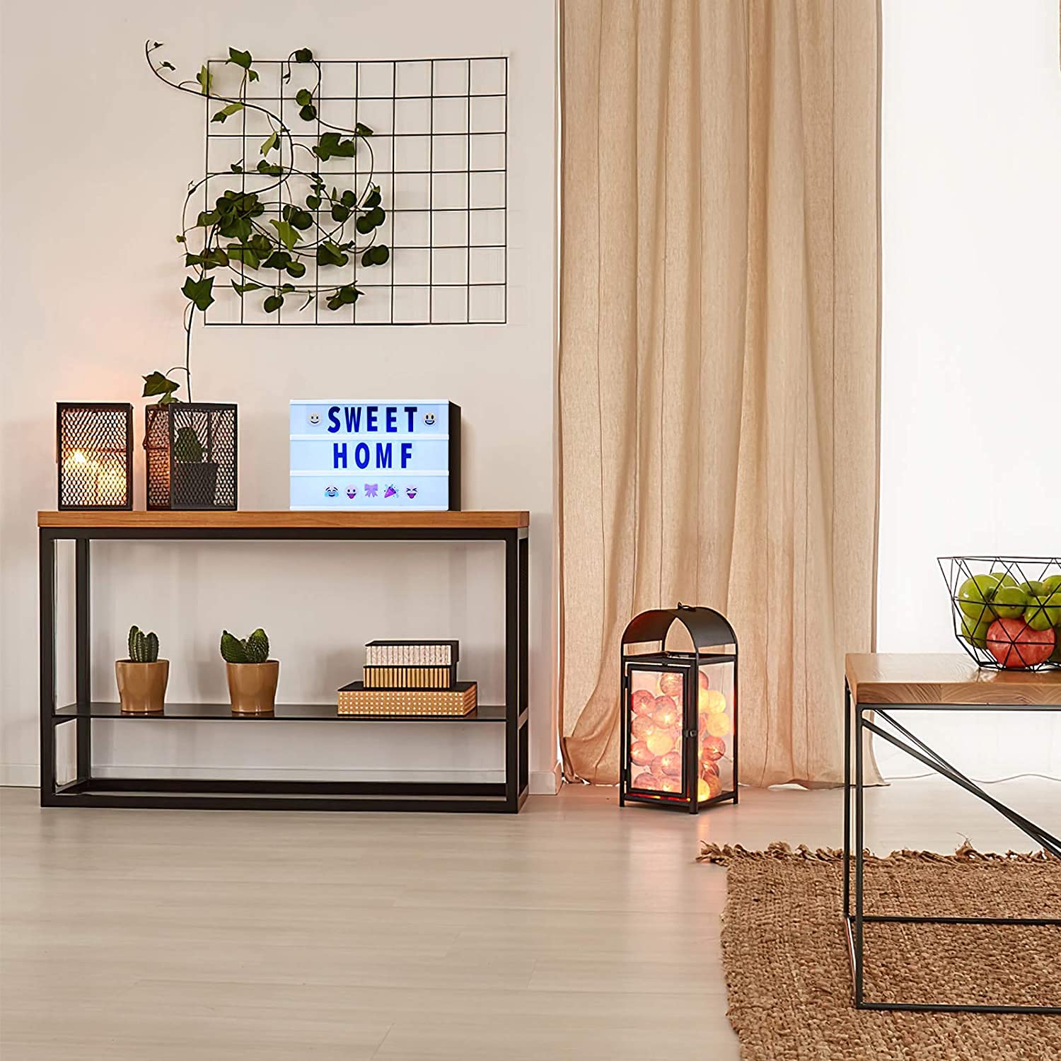 SHYOSUCCE Caja de Luz LED con 16 Cambios de Color, 4 Modos de Flash, 262 Letras y 85 Emojis, Cartel Luminoso A4 para Boda, Aniversario, Cumpleaños, Fiesta, Alimentado pour USB y Batería (Negro)