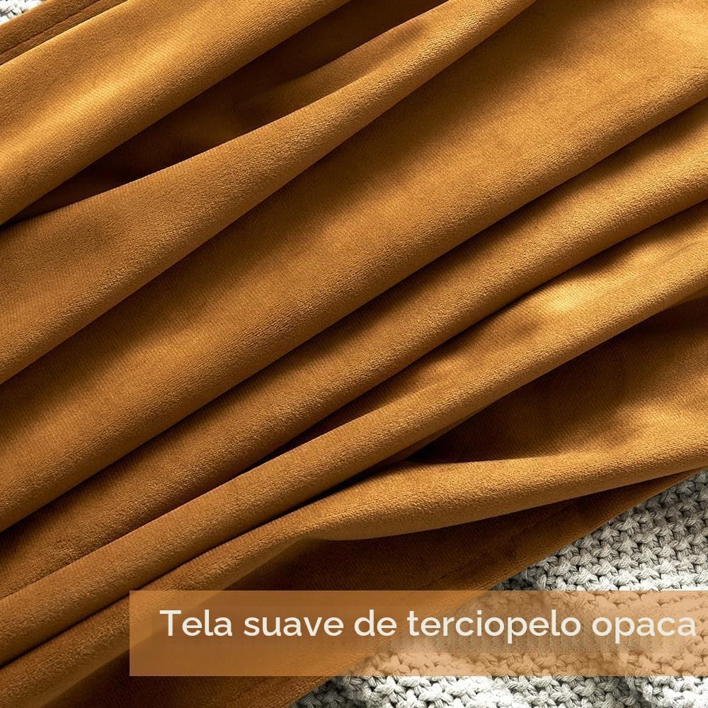 MIULEE Cortinas Terciopelo con Cinta Fruncida 2 Piezas 140x245 CM, Semiopacas para Dormitorio y Salón, Marrón, Aislante Térmico