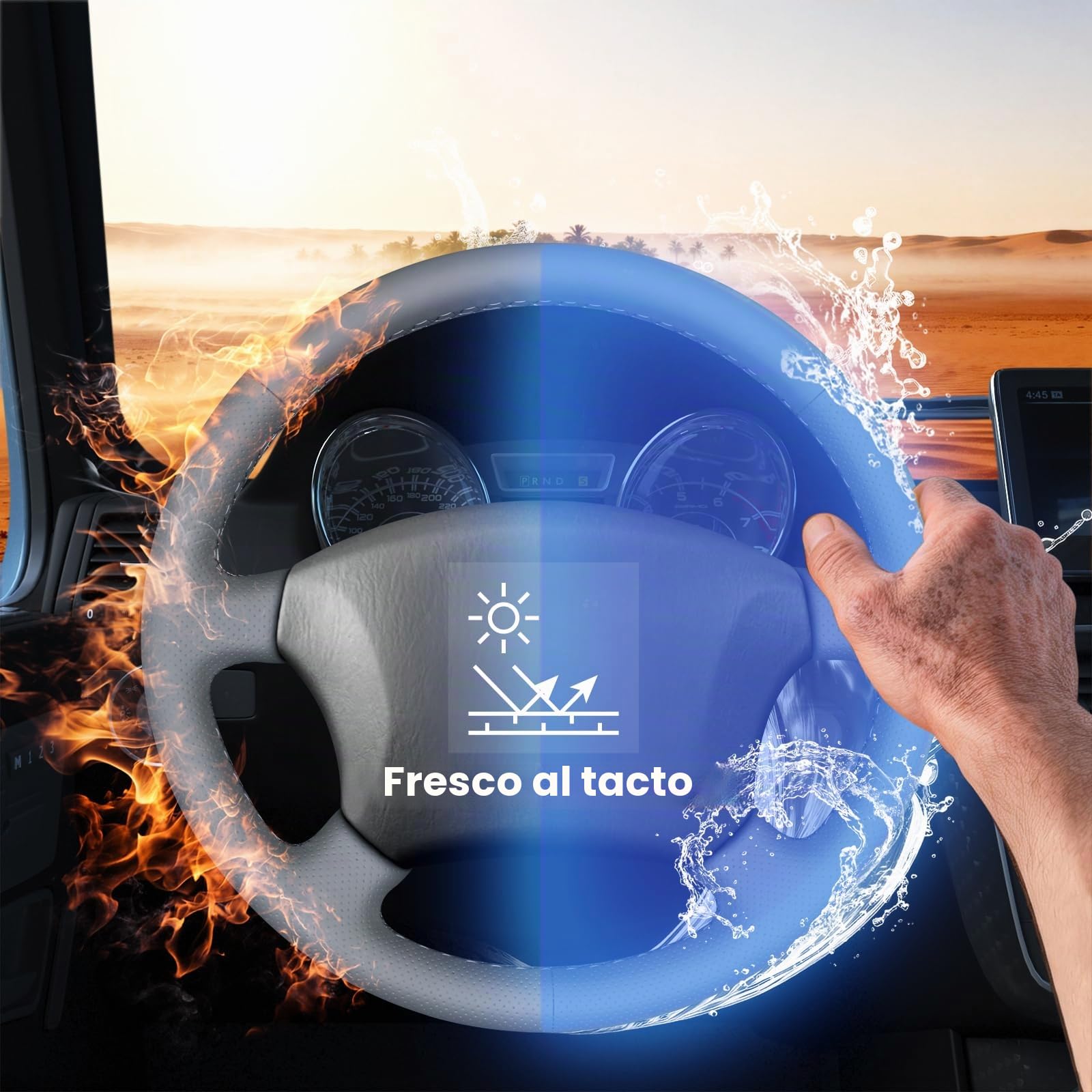 MEWANT Funda de Volante a Medida para Coser Toyota Land Cruiser | Toyota Land Cruiser 1996-2002 / Land Cruiser Prado 1996-2002 Transpirable Para Volantes Calefactados Duradero