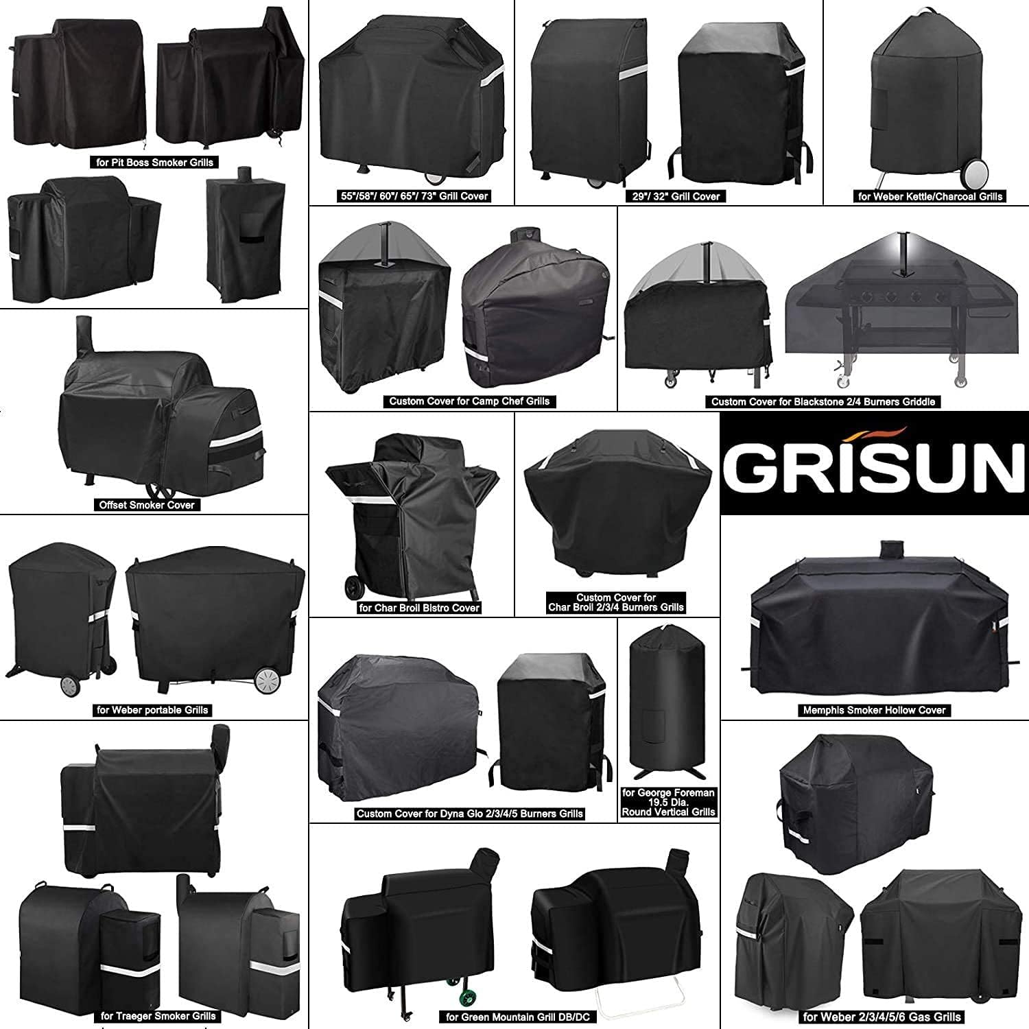 Grisun Grill Cover 65 Inch, Gas Grill Cover for Weber Genesis, Nexgrill, Char-Broil, Kenmore and More, Waterproof Anti-Fade Heavy-Duty 600 D Polyester, No Fading for 2 Years, Black
