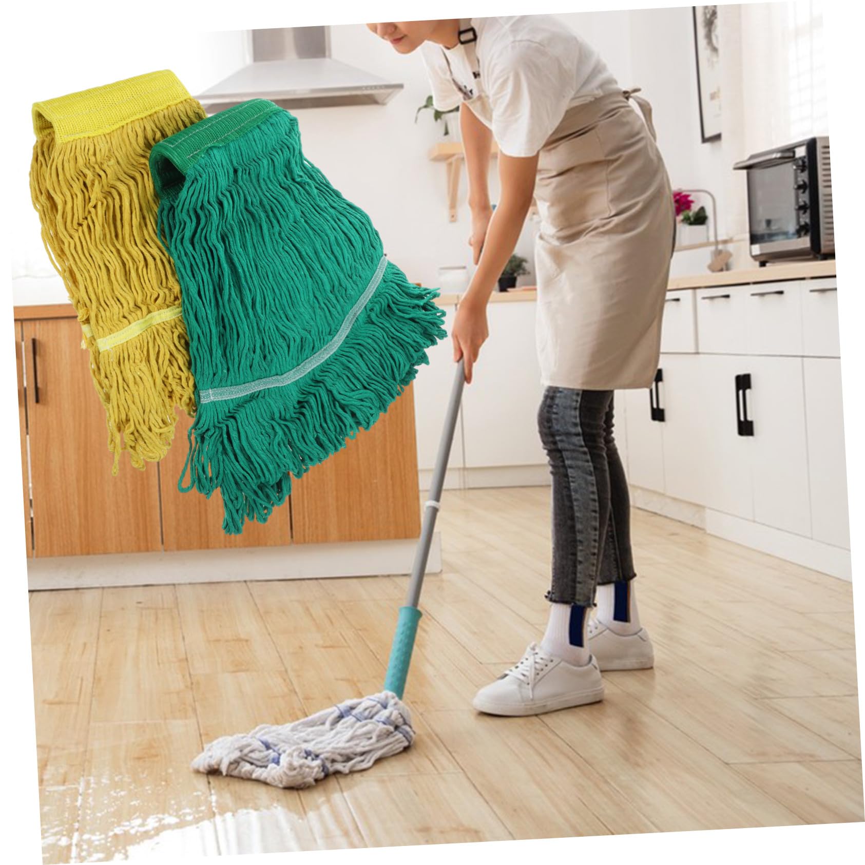 TOYANDONA Recambio De Trapeador De Tela Absorbente 2 Piezas, Cabezales De Algodón Lavables, Reutilizables Para Limpieza De Pisos De Baldosas y Madera En Hogar, Accesorio De Repuesto De Trapeador