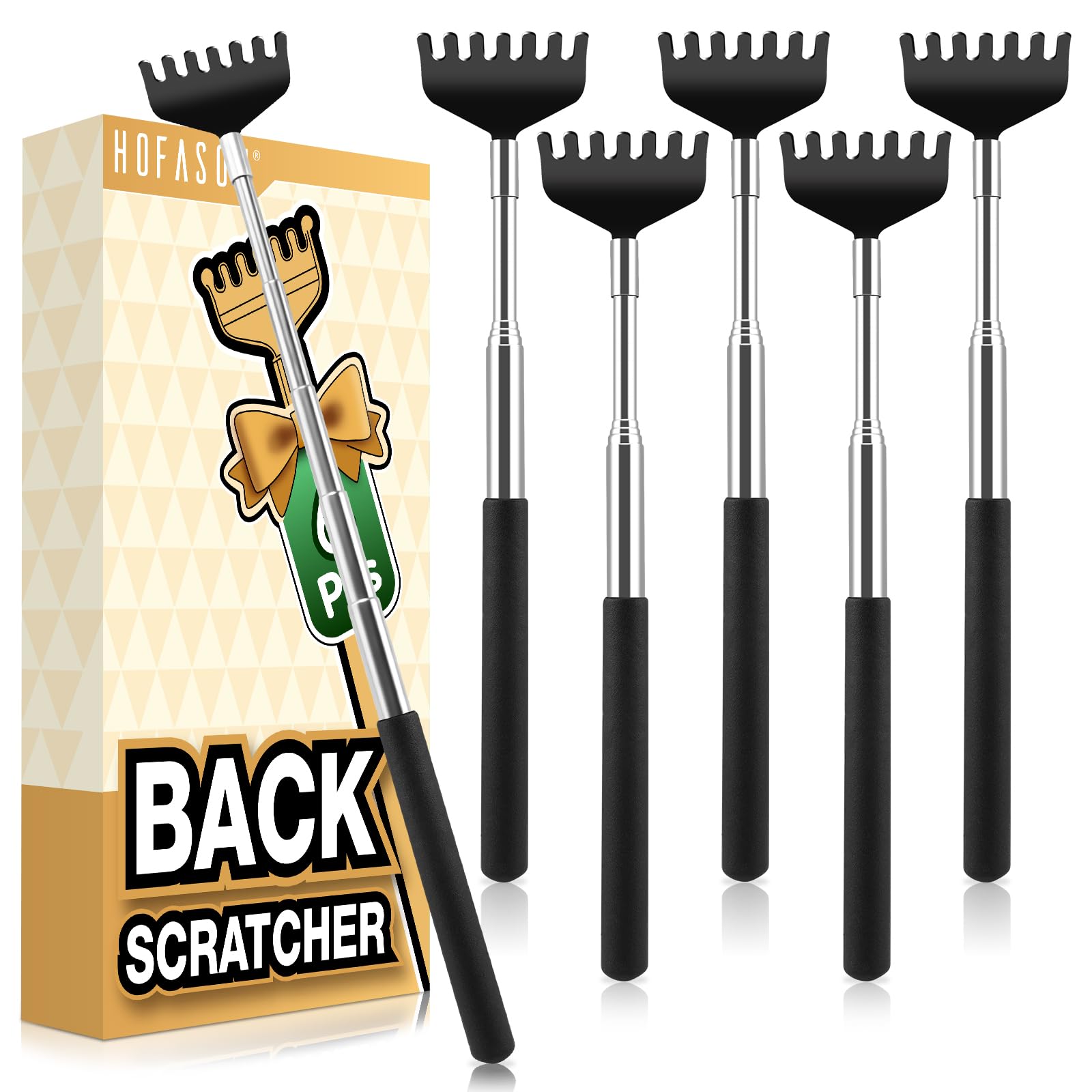 HOFASON Back Scratcher 6 Pack, Stocking Stuffers for Men Adults Women Teens
